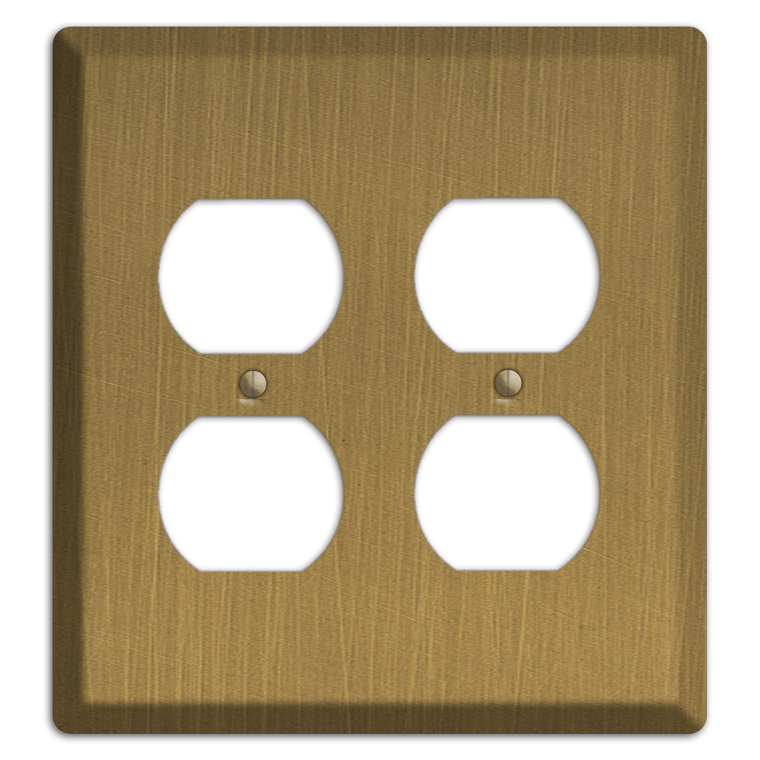Antique Brushed Solid Brass 2 Duplex Wallplate