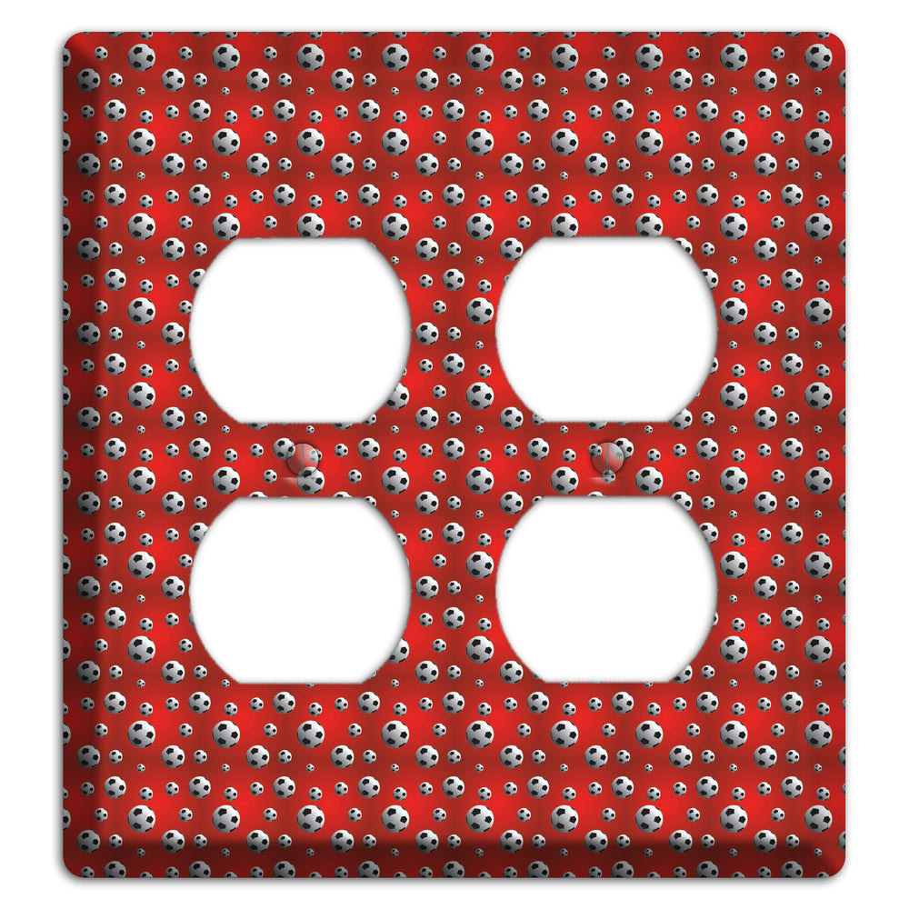 Red with Soccer Balls 2 Duplex Wallplate
