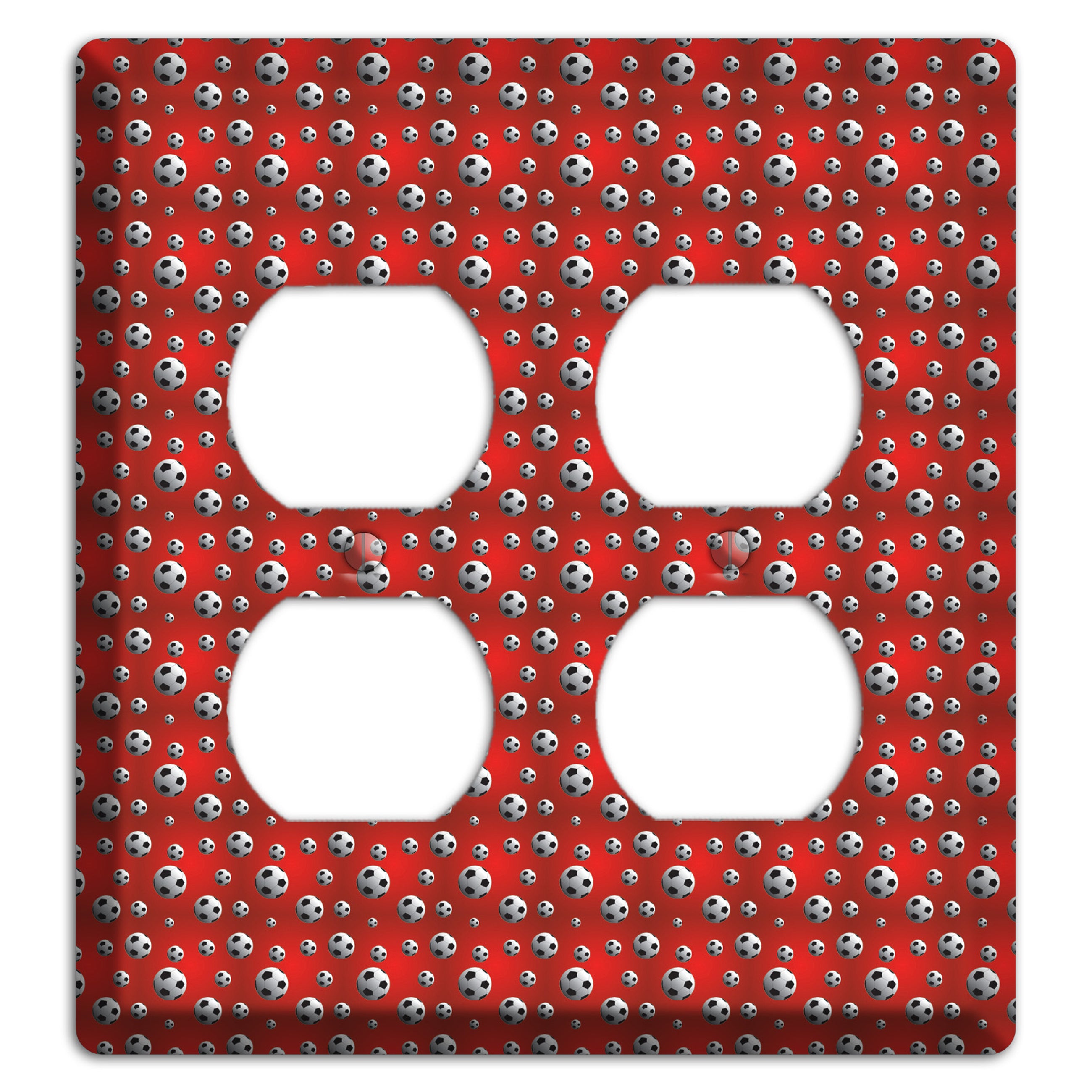 Red with Soccer Balls 2 Duplex Wallplate