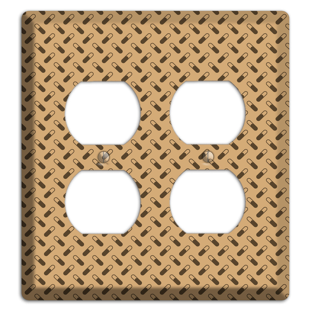 Beige with Brown Motif 2 Duplex Wallplate