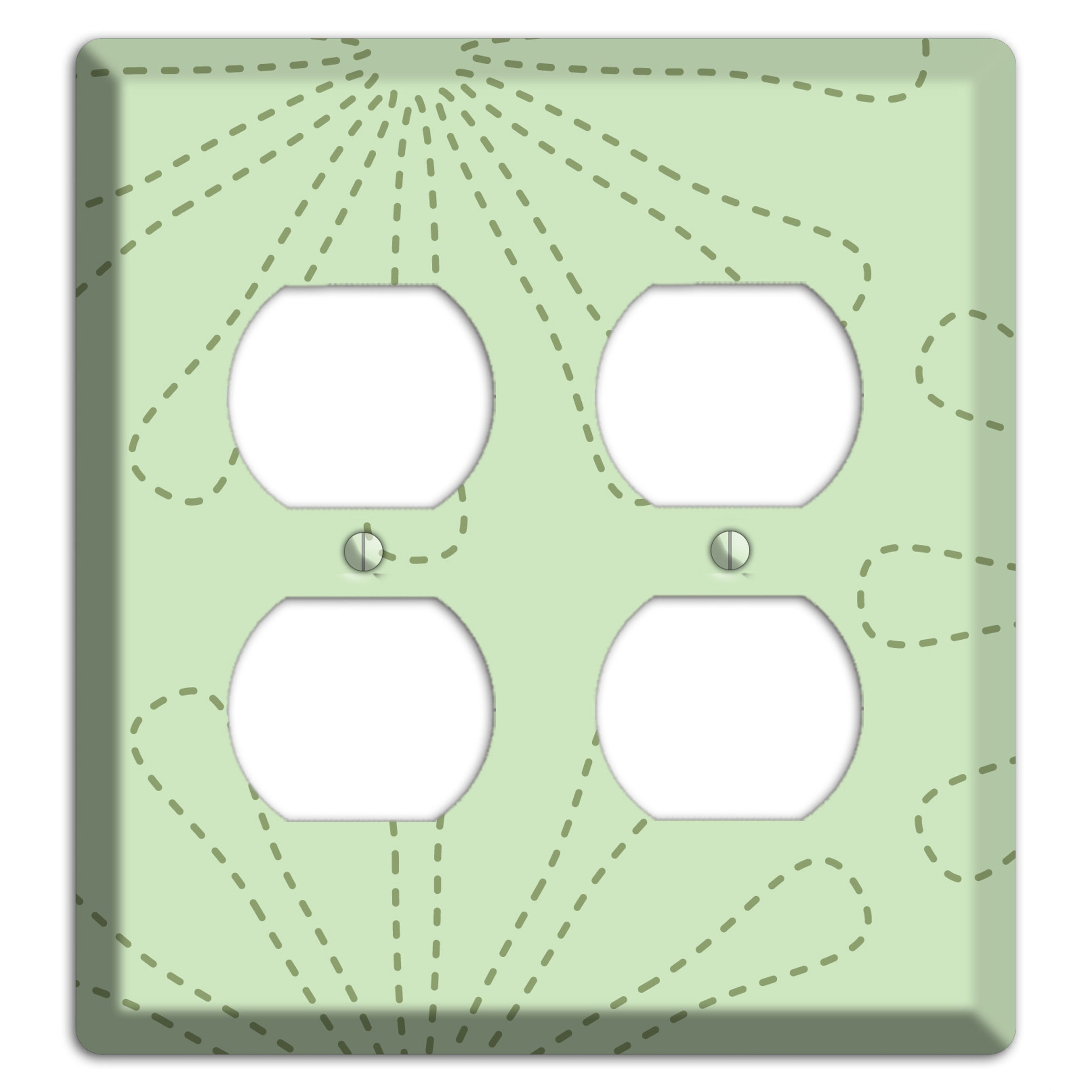 Sage Retro Stipple Floral Contour 2 Duplex Wallplate
