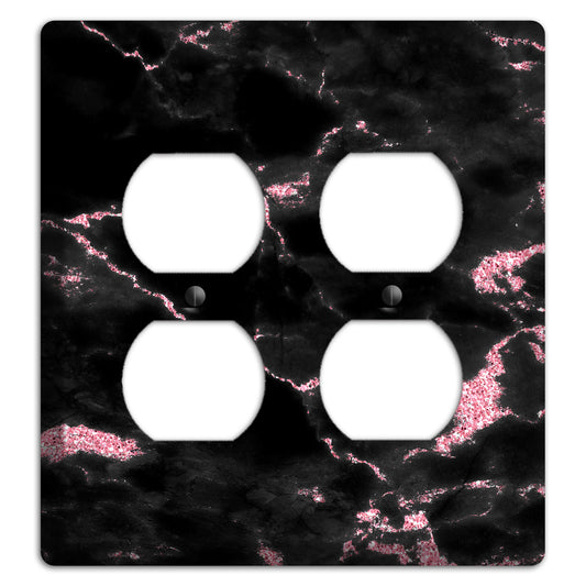 Petite Orchid and Black Marble 2 Duplex Wallplate