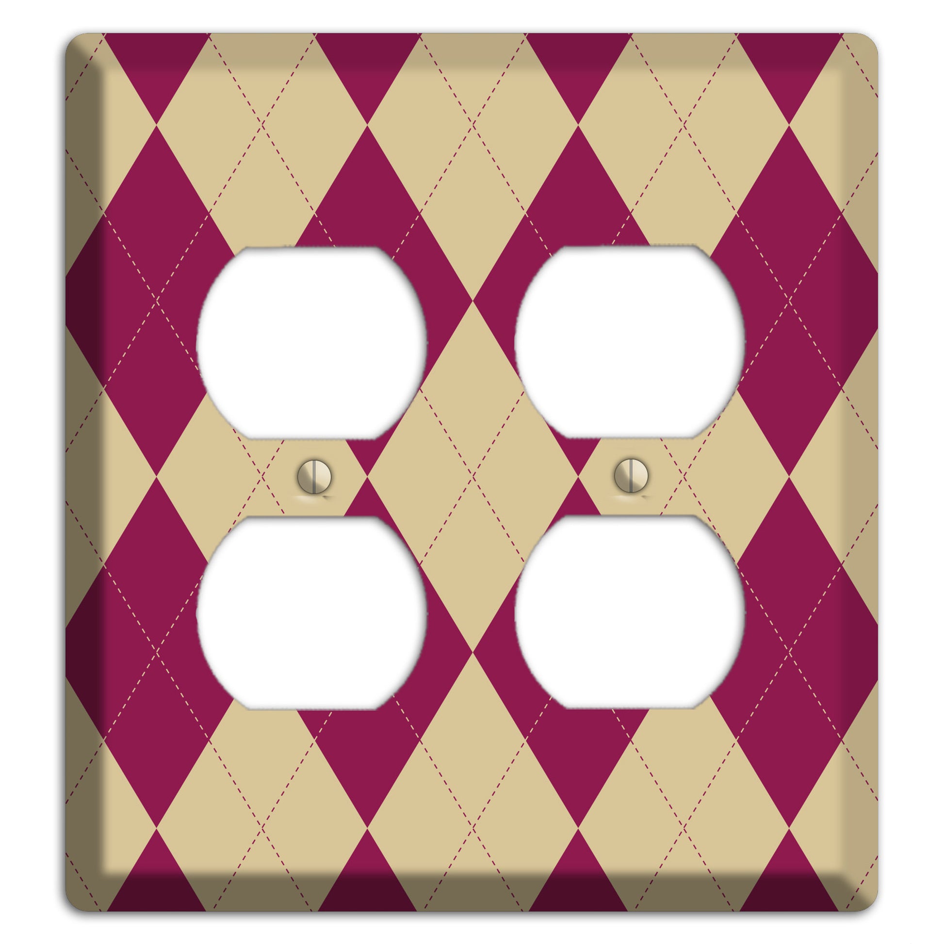 Red and Tan Argyle 2 Duplex Wallplate