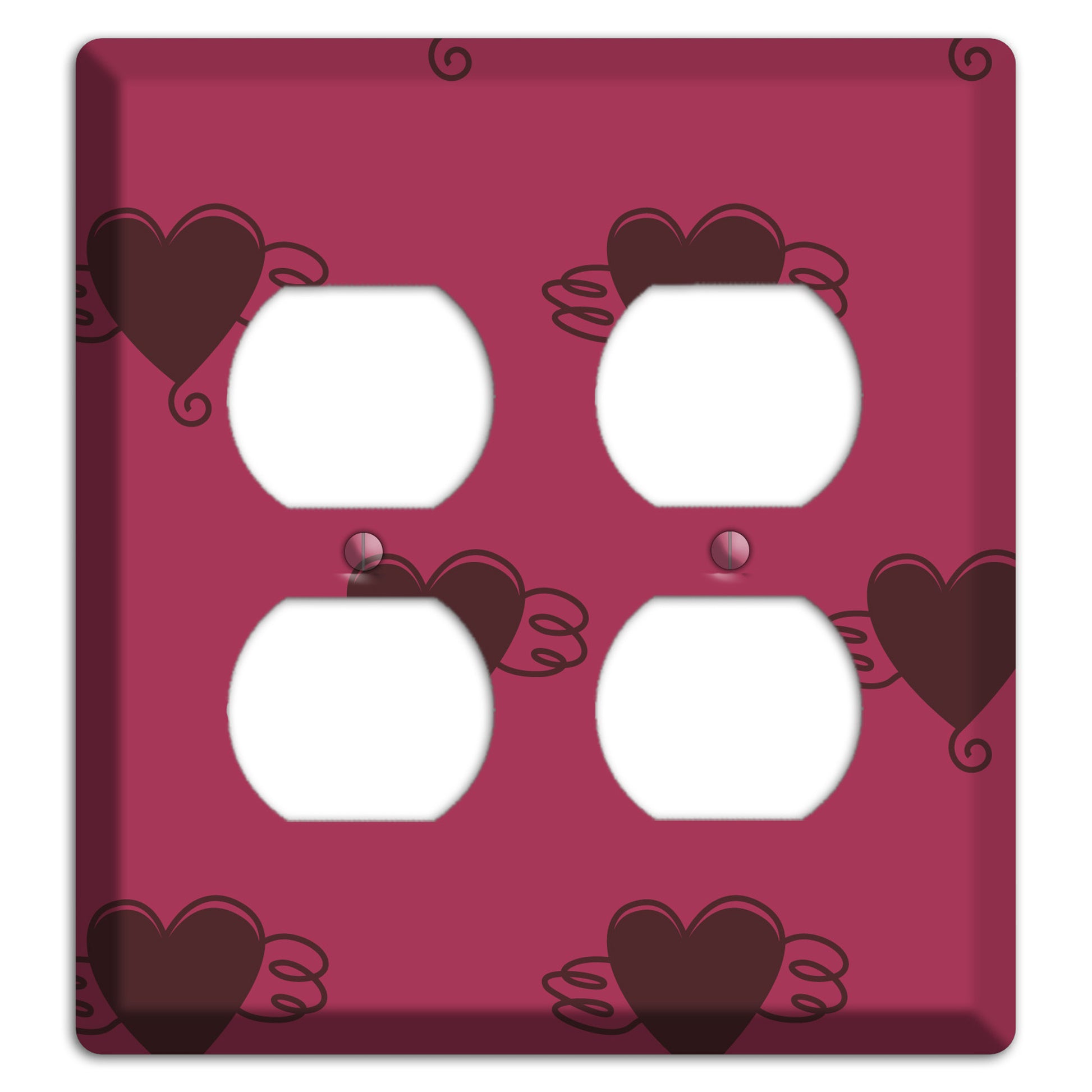 Fuschia Winged Hearts 2 2 Duplex Wallplate