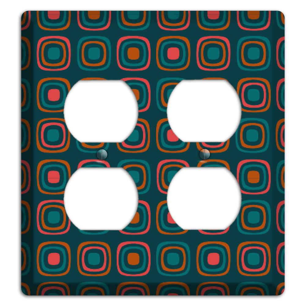 Teal and Pink Rounded Squares 2 Duplex Wallplate