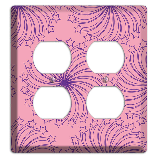 Pink with Purple Star Swirl 2 Duplex Wallplate