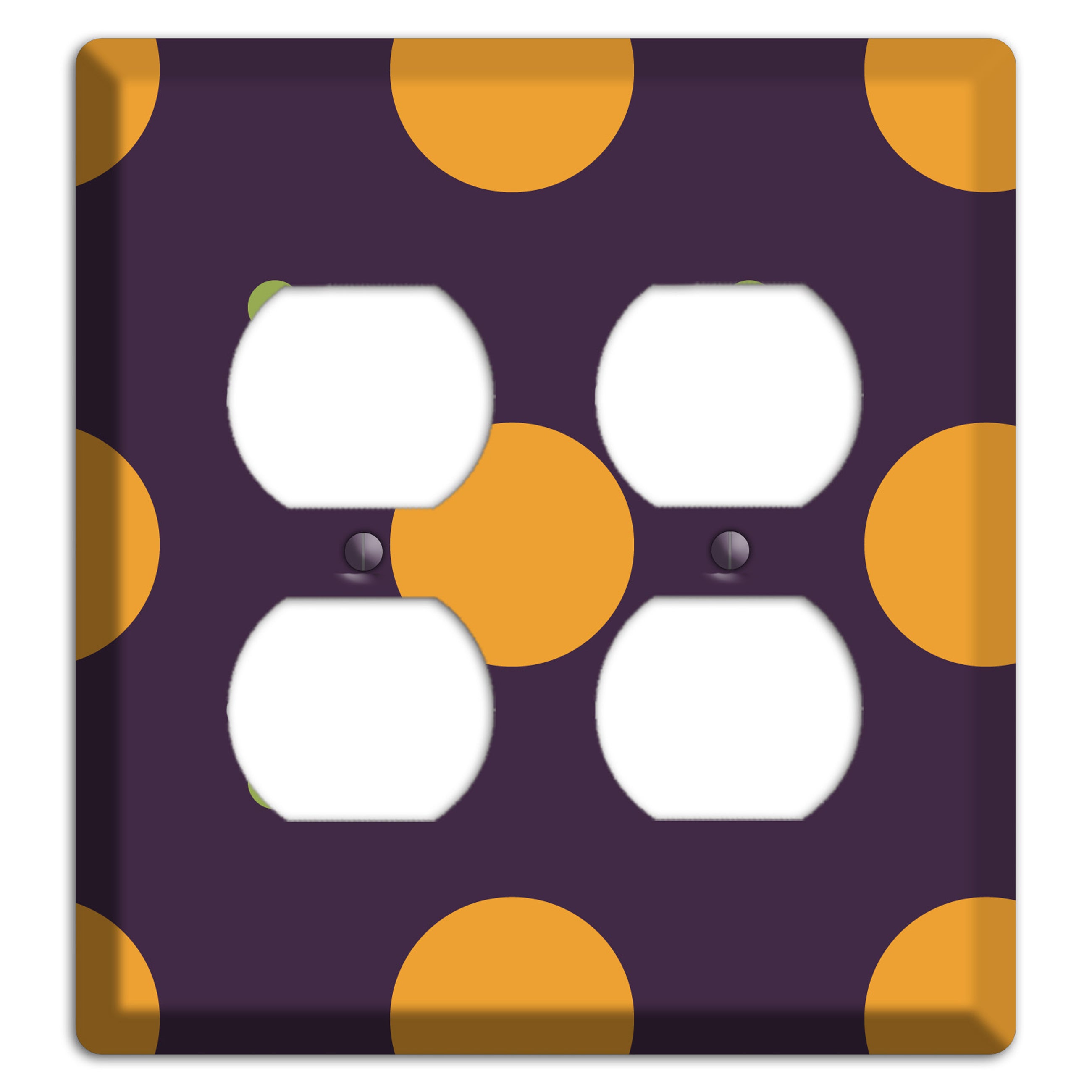 Eggplant with Orange and Lime Multi Tiled Medium Dots 2 Duplex Wallplate
