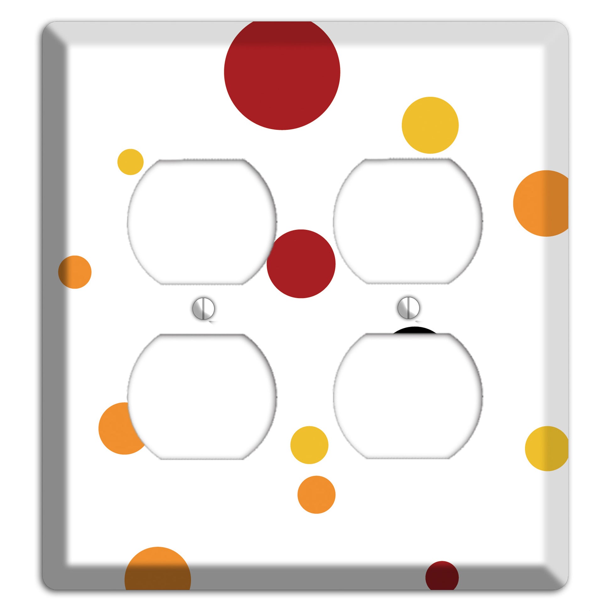 White with Red and Multi Umber Medium Dots 2 Duplex Wallplate