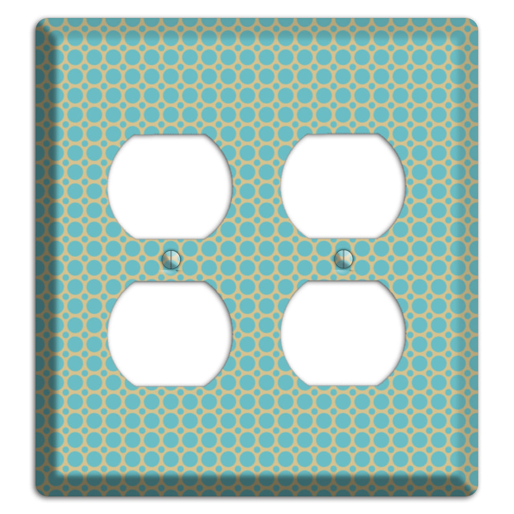 Dusty Blue Tiled Multi Small Dots 2 Duplex Wallplate