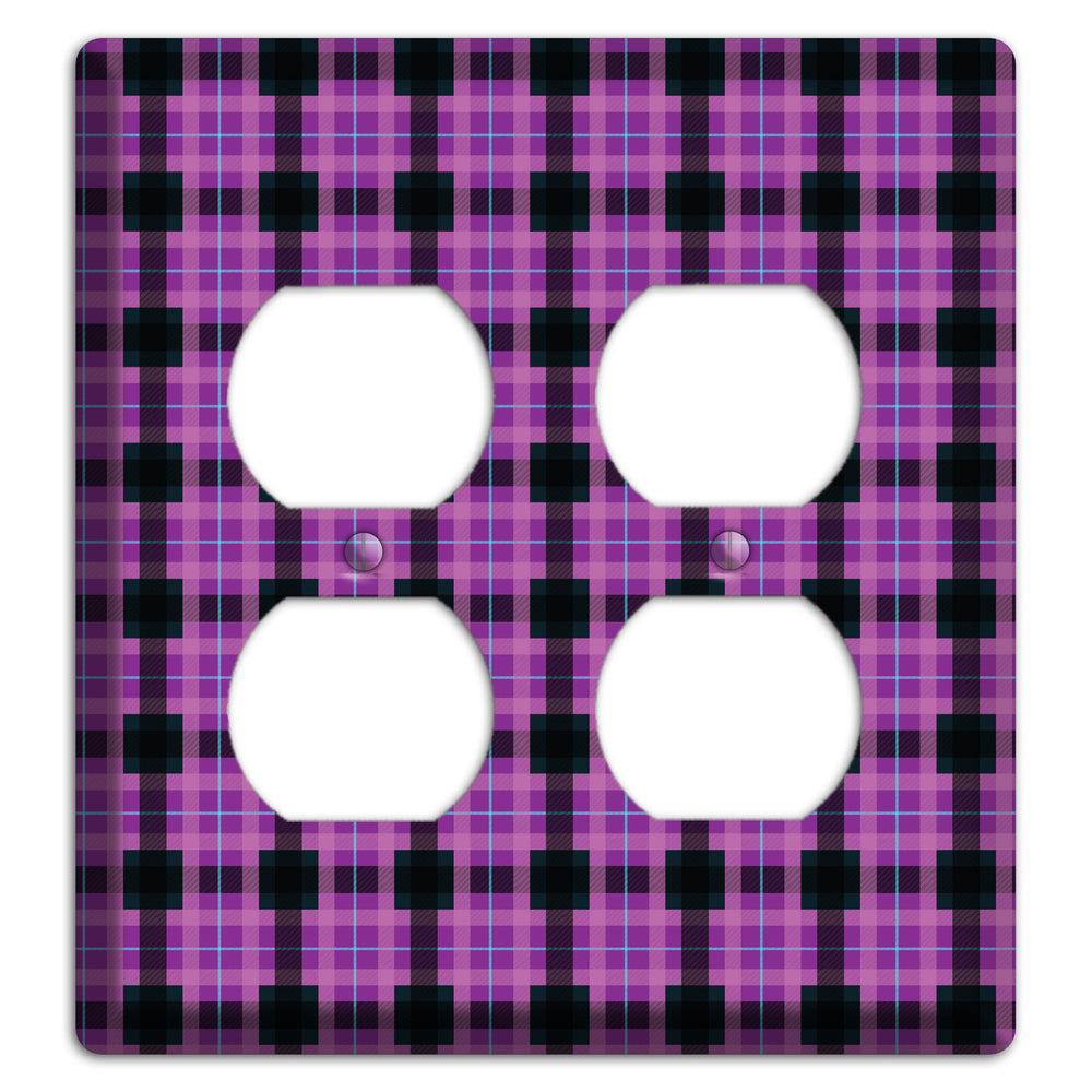 Purple and Black Plaid 2 Duplex Wallplate