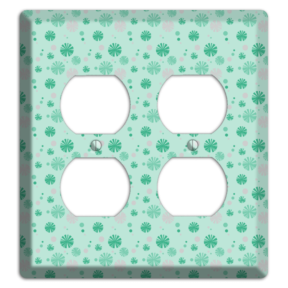 Multi Aqua and Grey Retro Burst 2 Duplex Wallplate