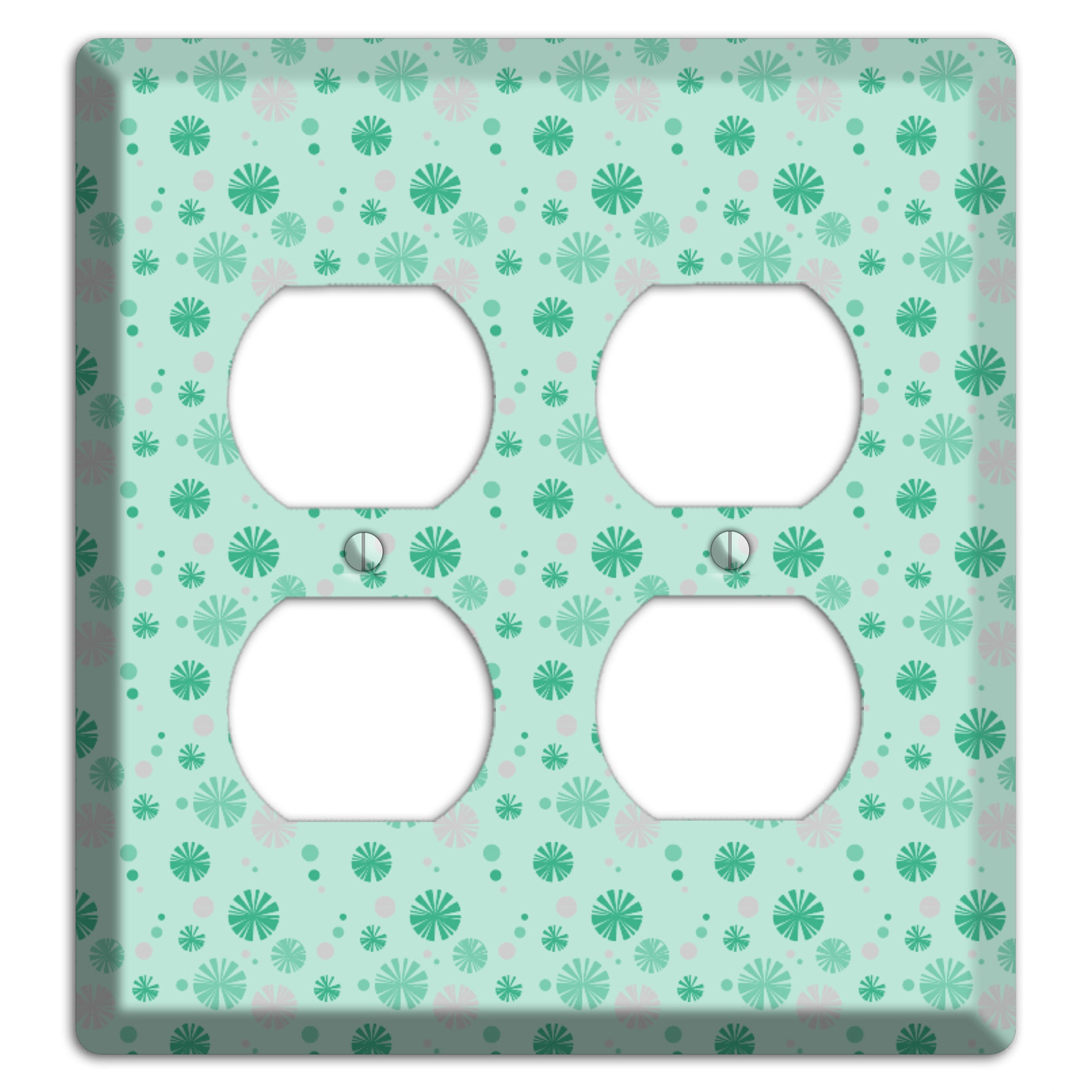 Multi Aqua and Grey Retro Burst 2 Duplex Wallplate