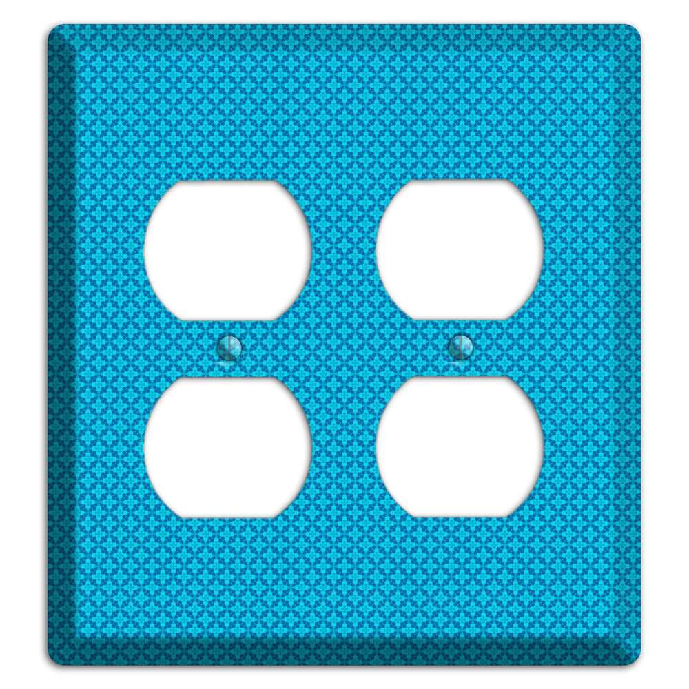 Multi Blue Checkered Quatrefoil 2 Duplex Wallplate