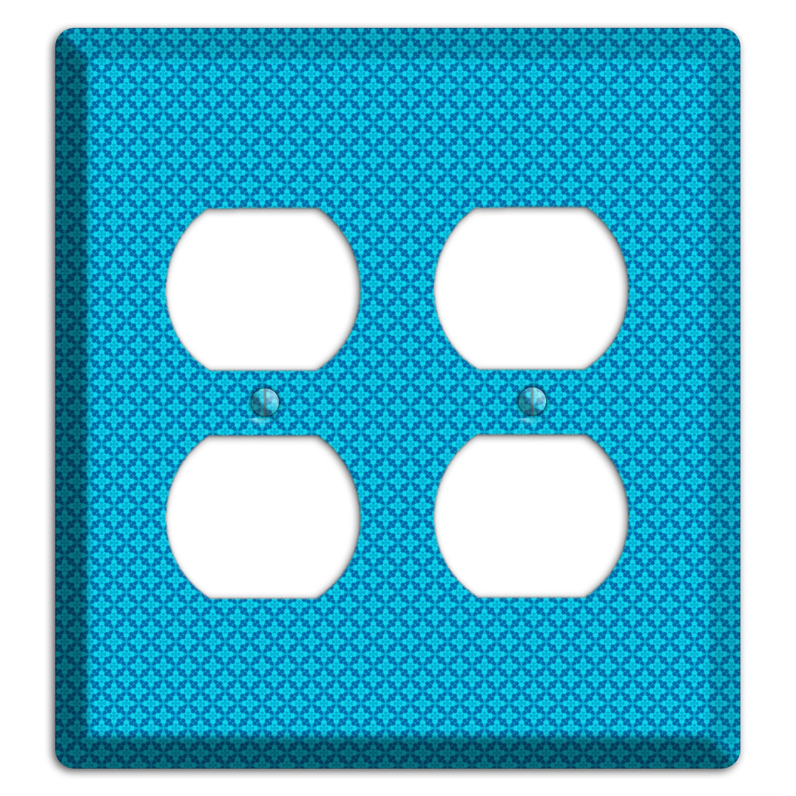 Multi Blue Checkered Quatrefoil 2 Duplex Wallplate