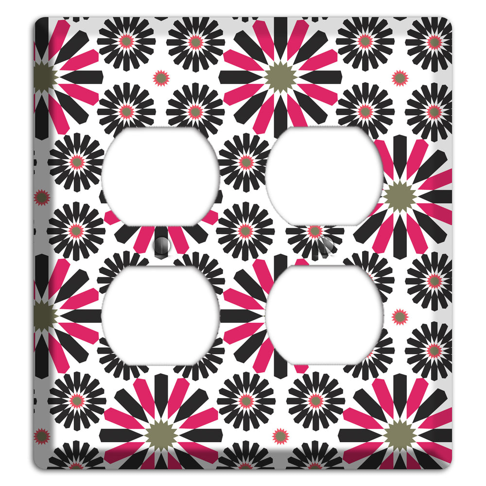 Red and Brown Scandinavian Floral 2 Duplex Wallplate