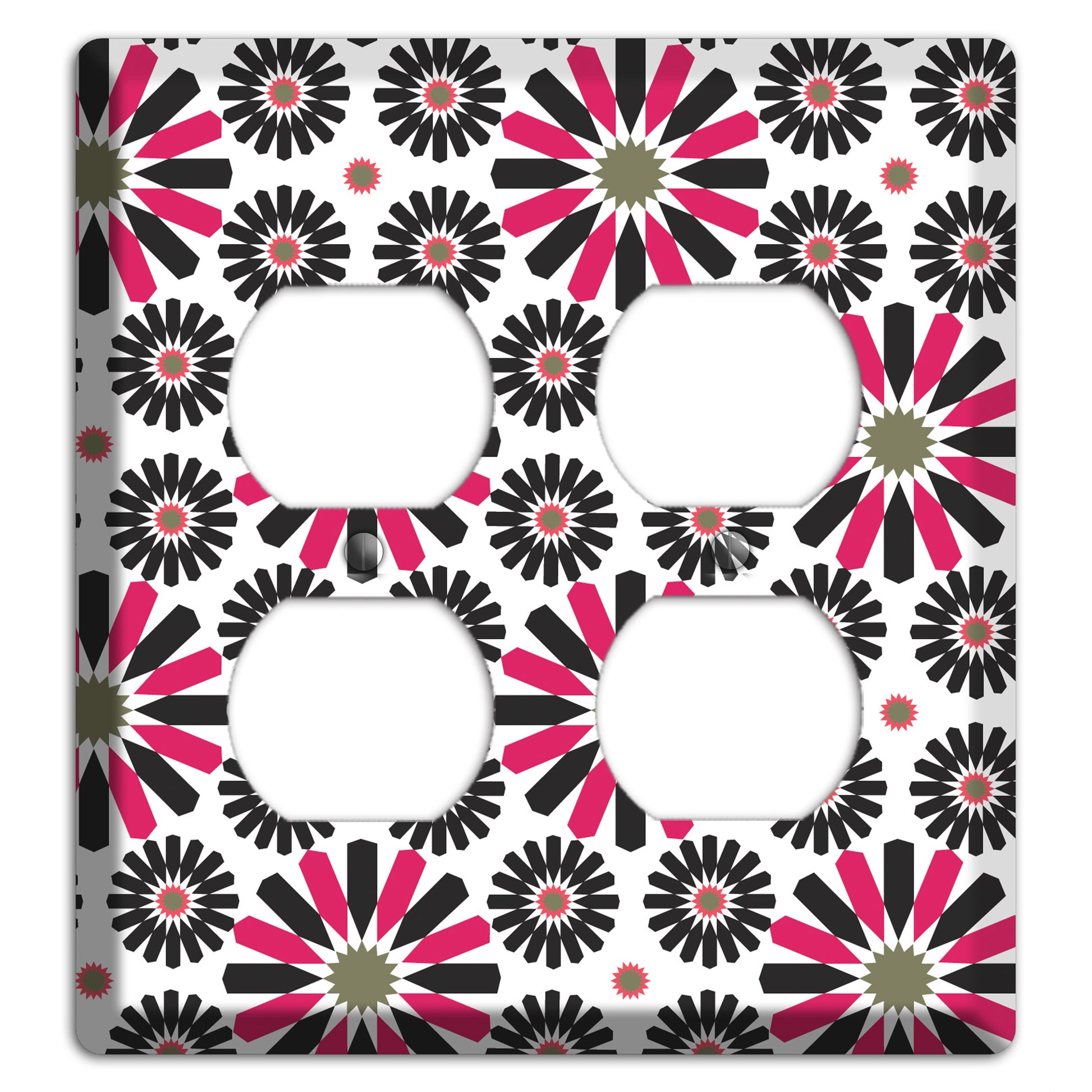 Red and Brown Scandinavian Floral 2 Duplex Wallplate