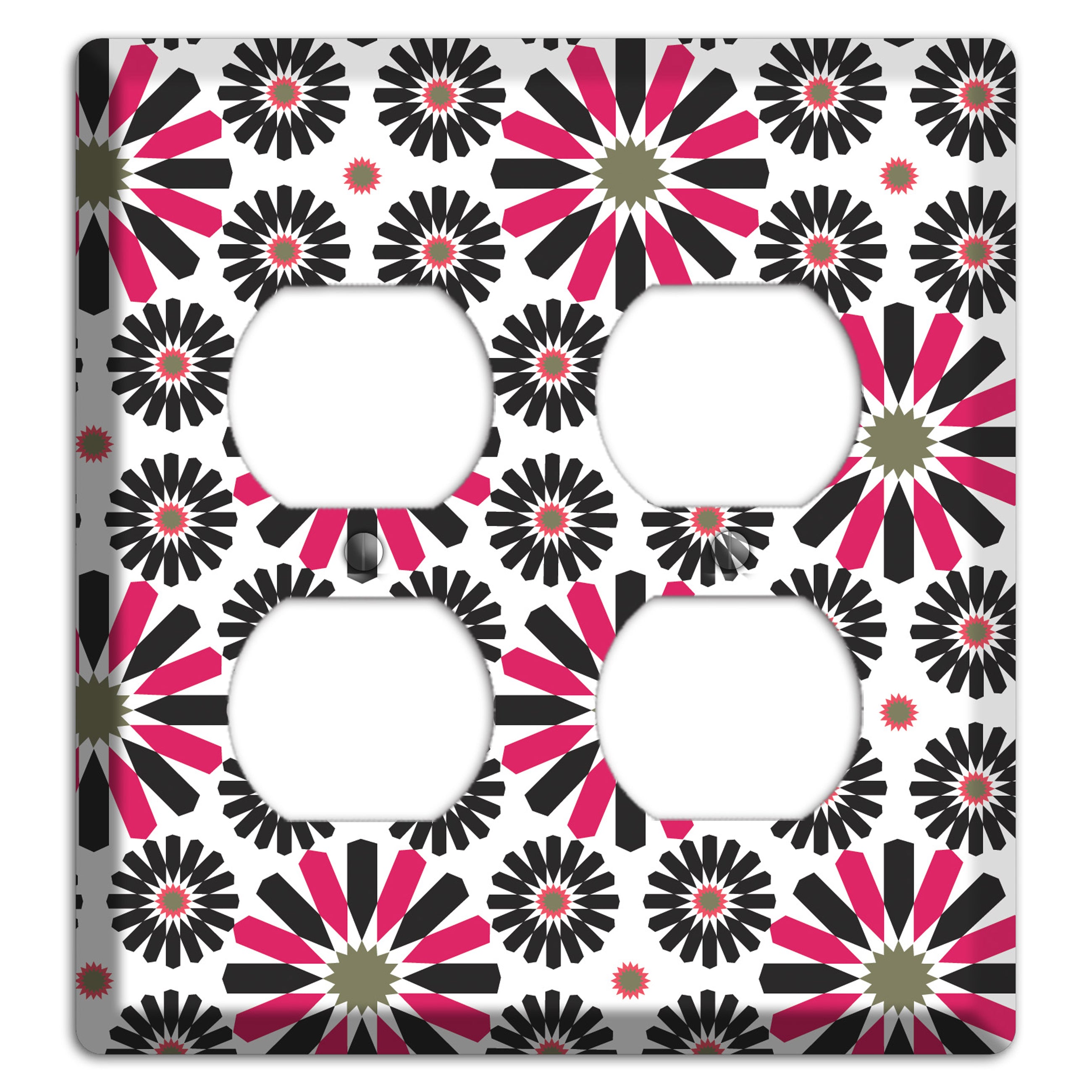 Red and Brown Scandinavian Floral 2 Duplex Wallplate