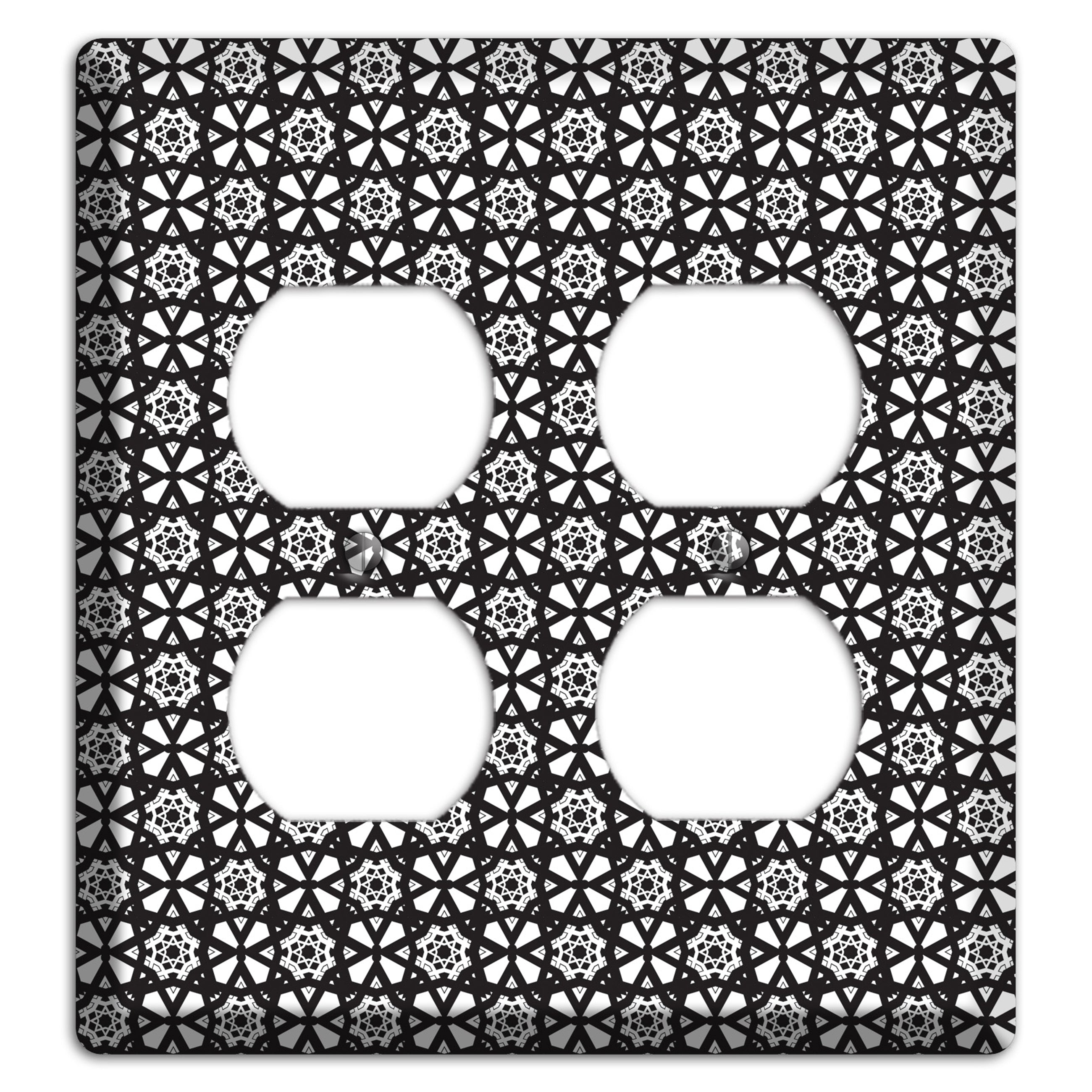 White with Black Arabesque 2 Duplex Wallplate