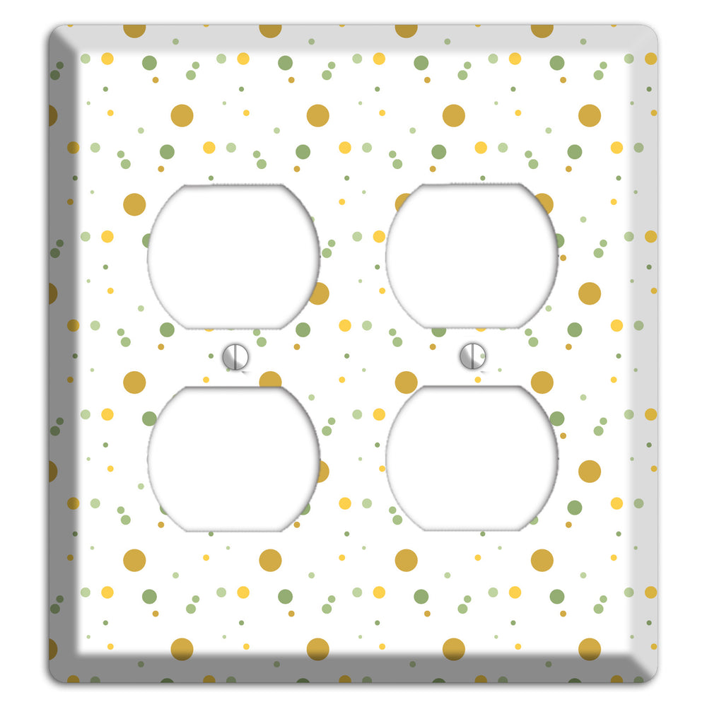 White with Multi Olive Tiny Dots 2 Duplex Wallplate