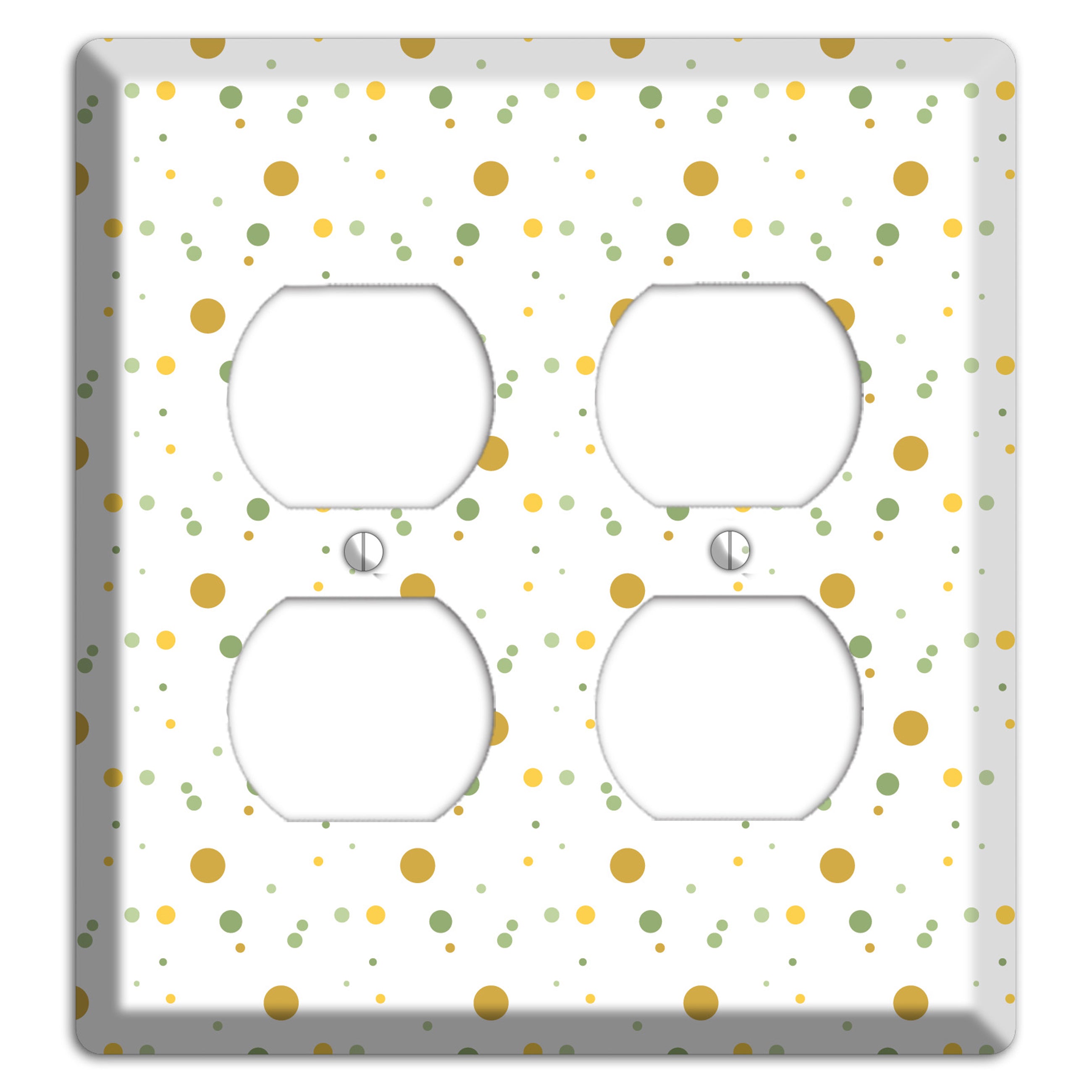 White with Multi Olive Tiny Dots 2 Duplex Wallplate