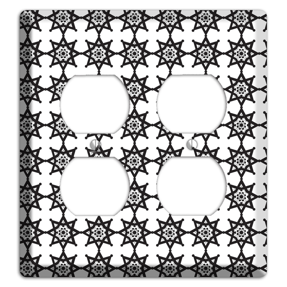 White with Black Arabesque Aster 2 Duplex Wallplate