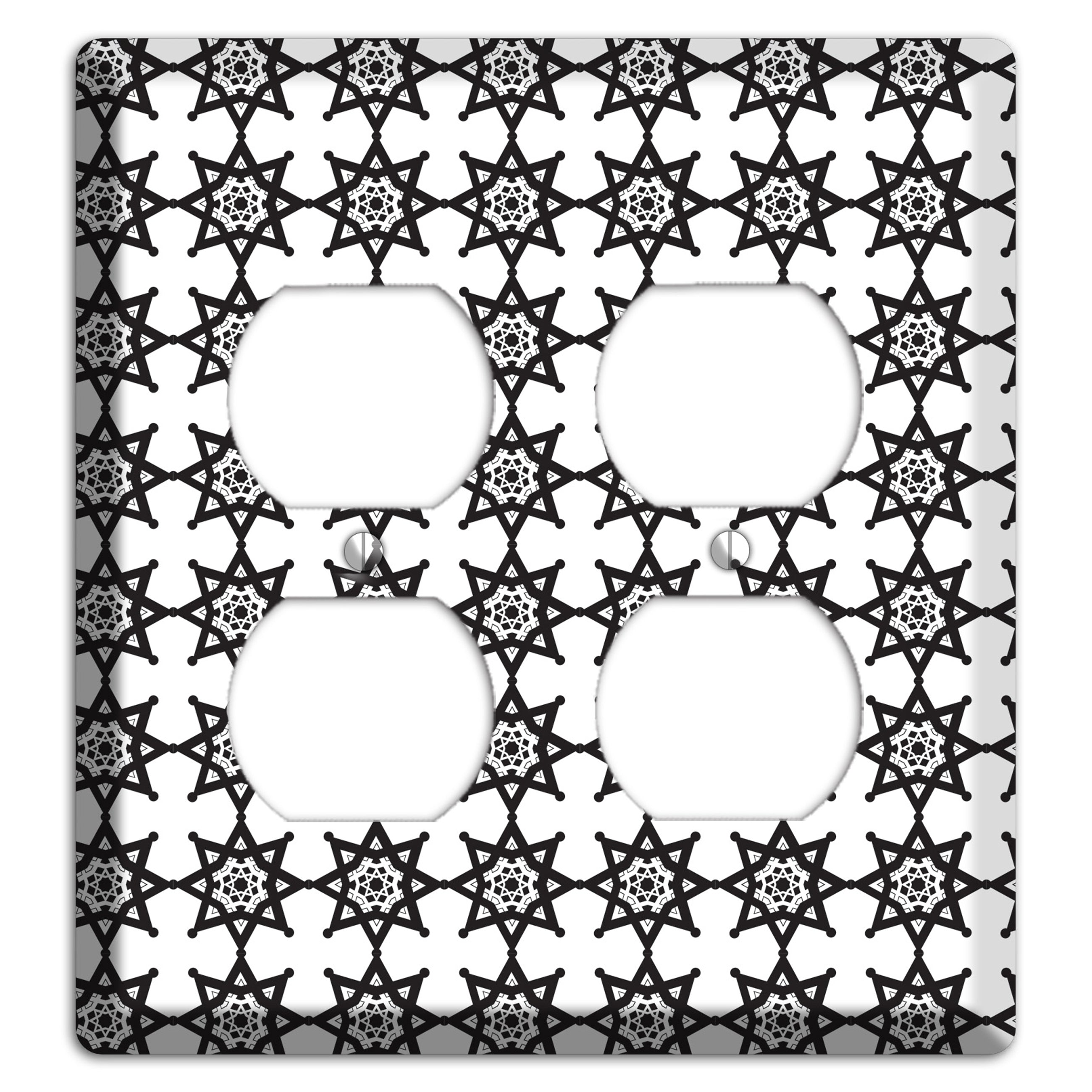 White with Black Arabesque Aster 2 Duplex Wallplate