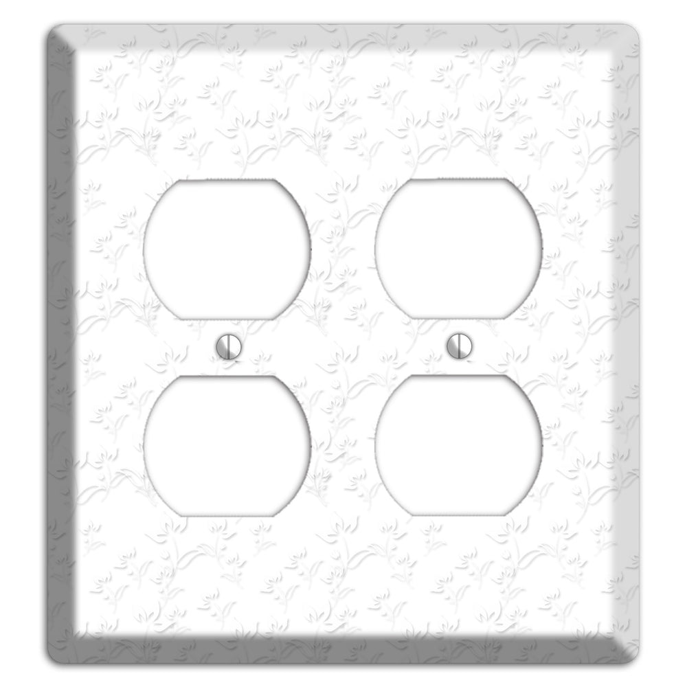 White with Grey Sprig 2 Duplex Wallplate