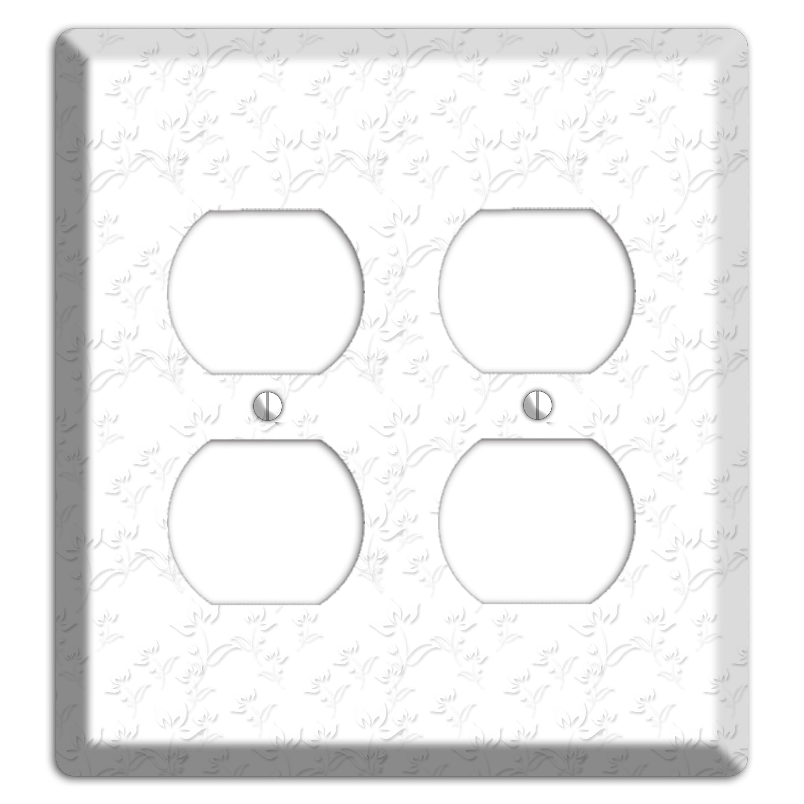 White with Grey Sprig 2 Duplex Wallplate