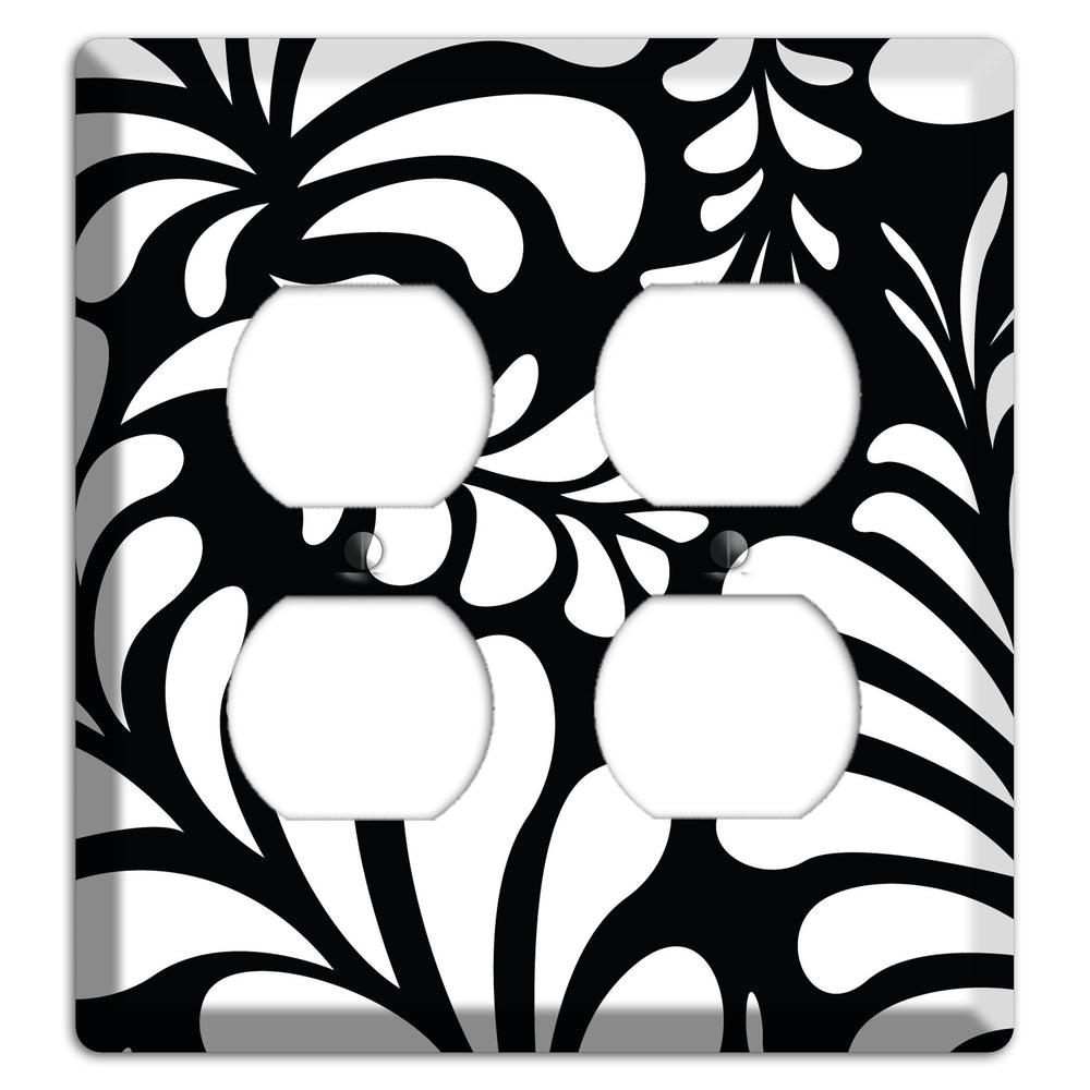 Black with White Herati 2 Duplex Wallplate