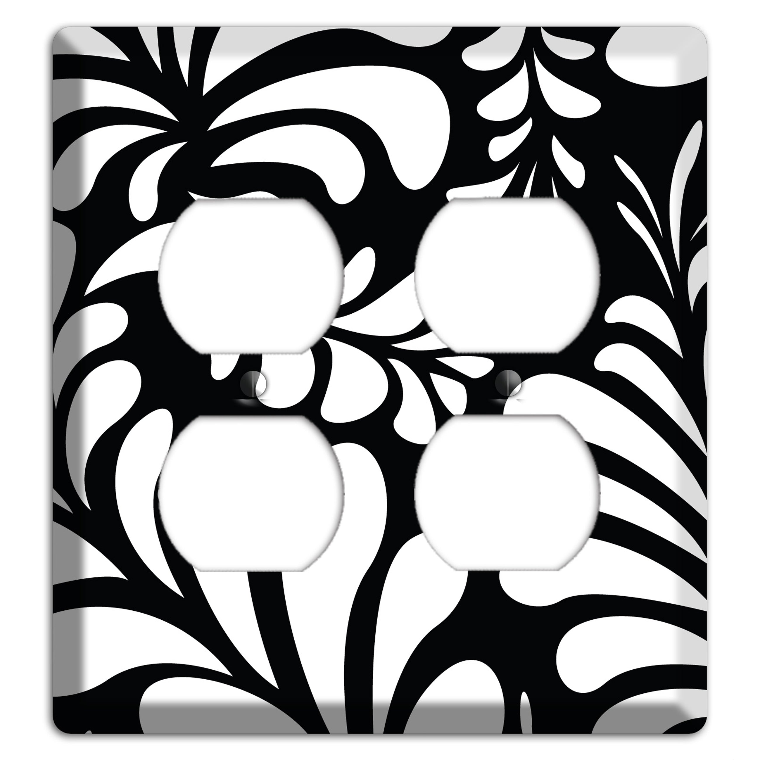 Black with White Herati 2 Duplex Wallplate