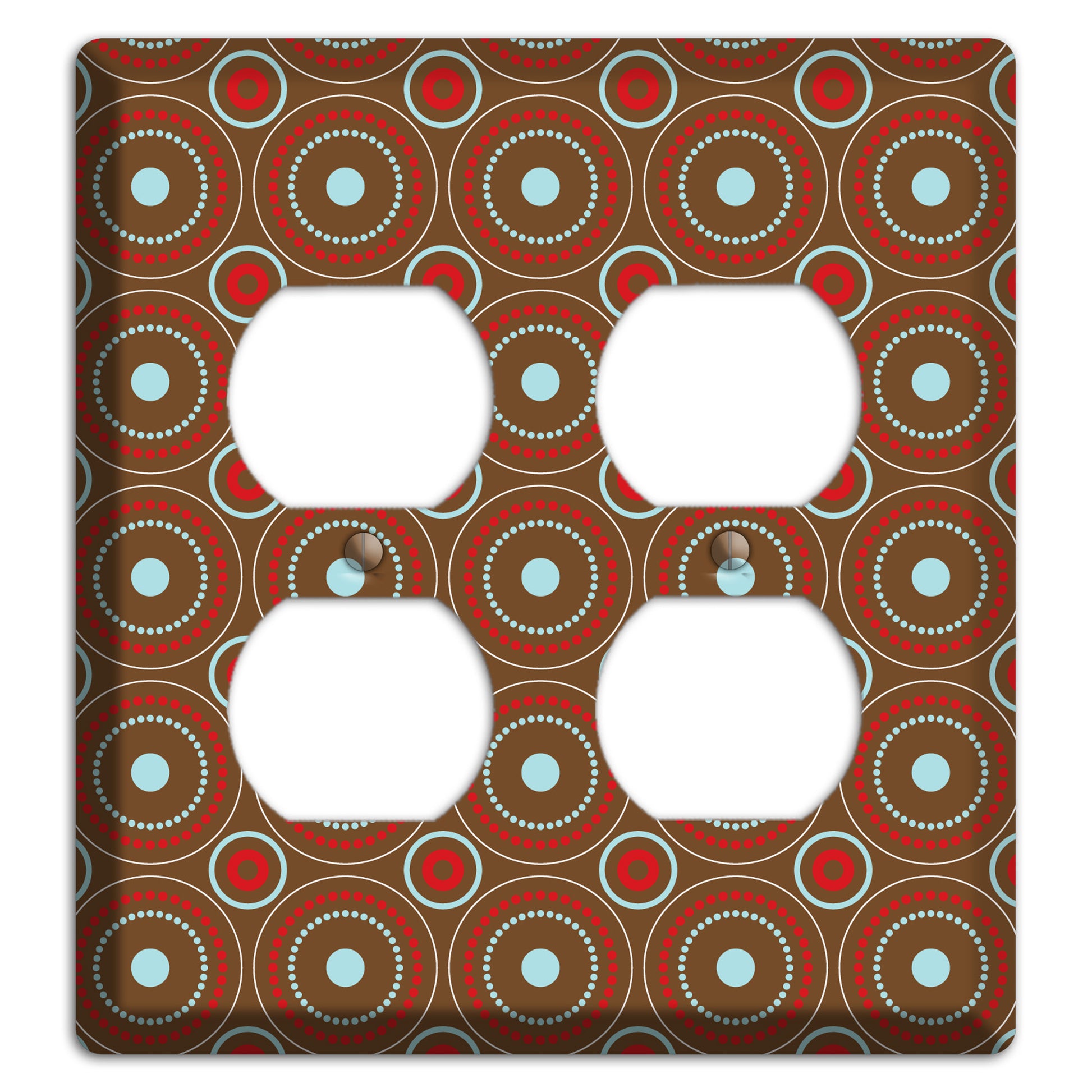 Brown with Red and Dusty Blue Retro Suzani 2 Duplex Wallplate
