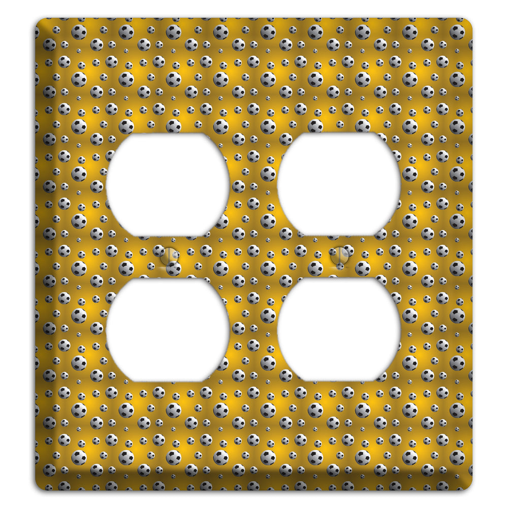 Yellow with Soccer Balls 2 Duplex Wallplate