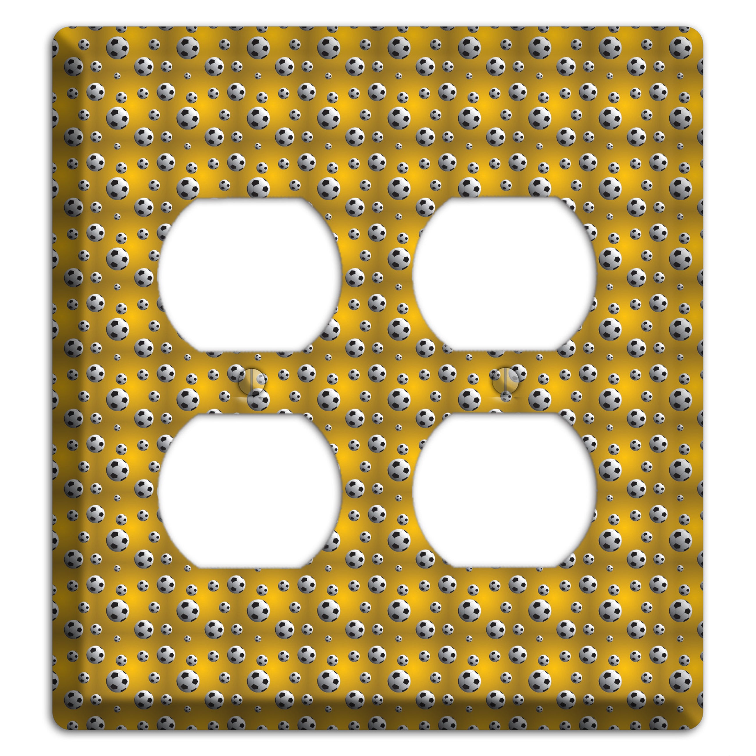 Yellow with Soccer Balls 2 Duplex Wallplate