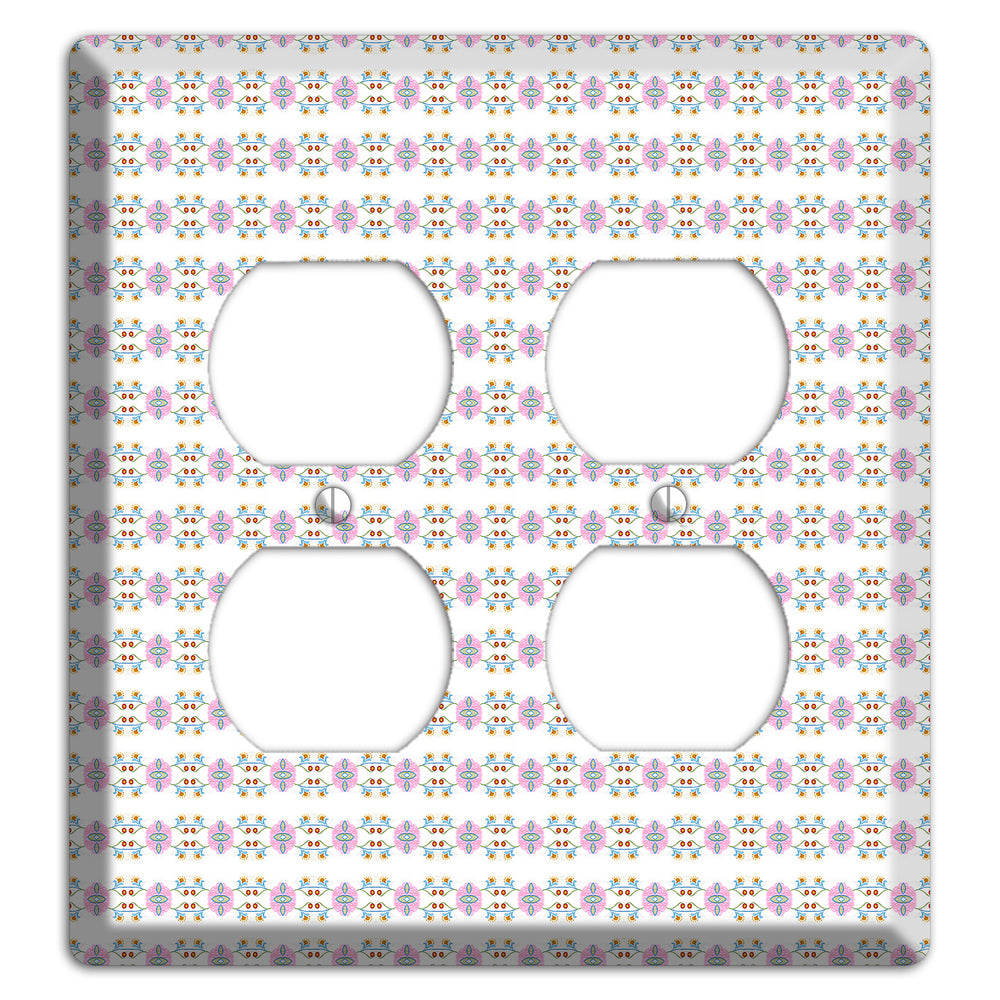 White with Lavendar Green Red Tapestry 2 Duplex Wallplate