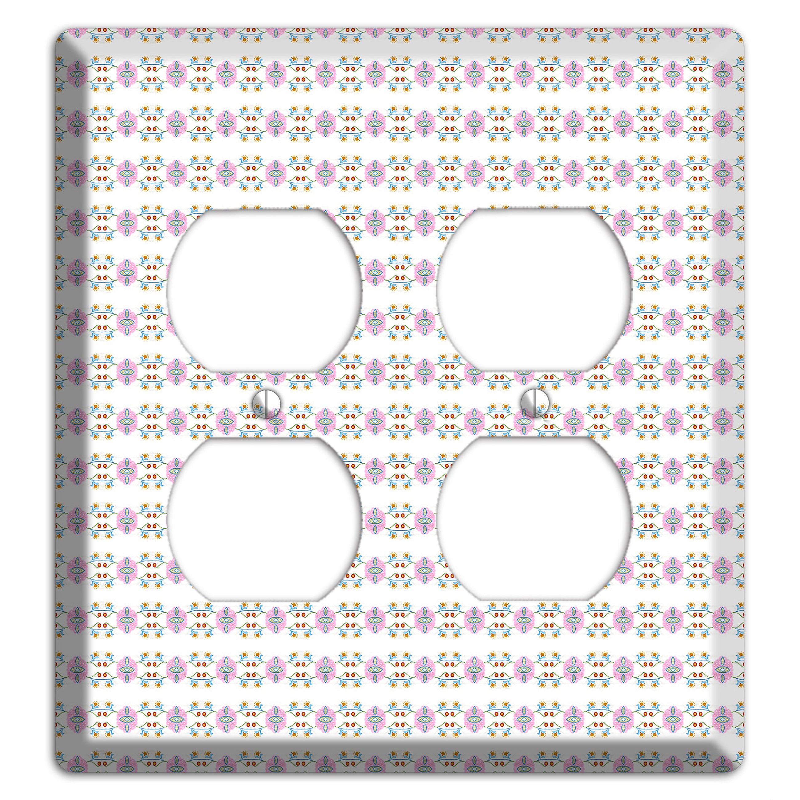 White with Lavendar Green Red Tapestry 2 Duplex Wallplate