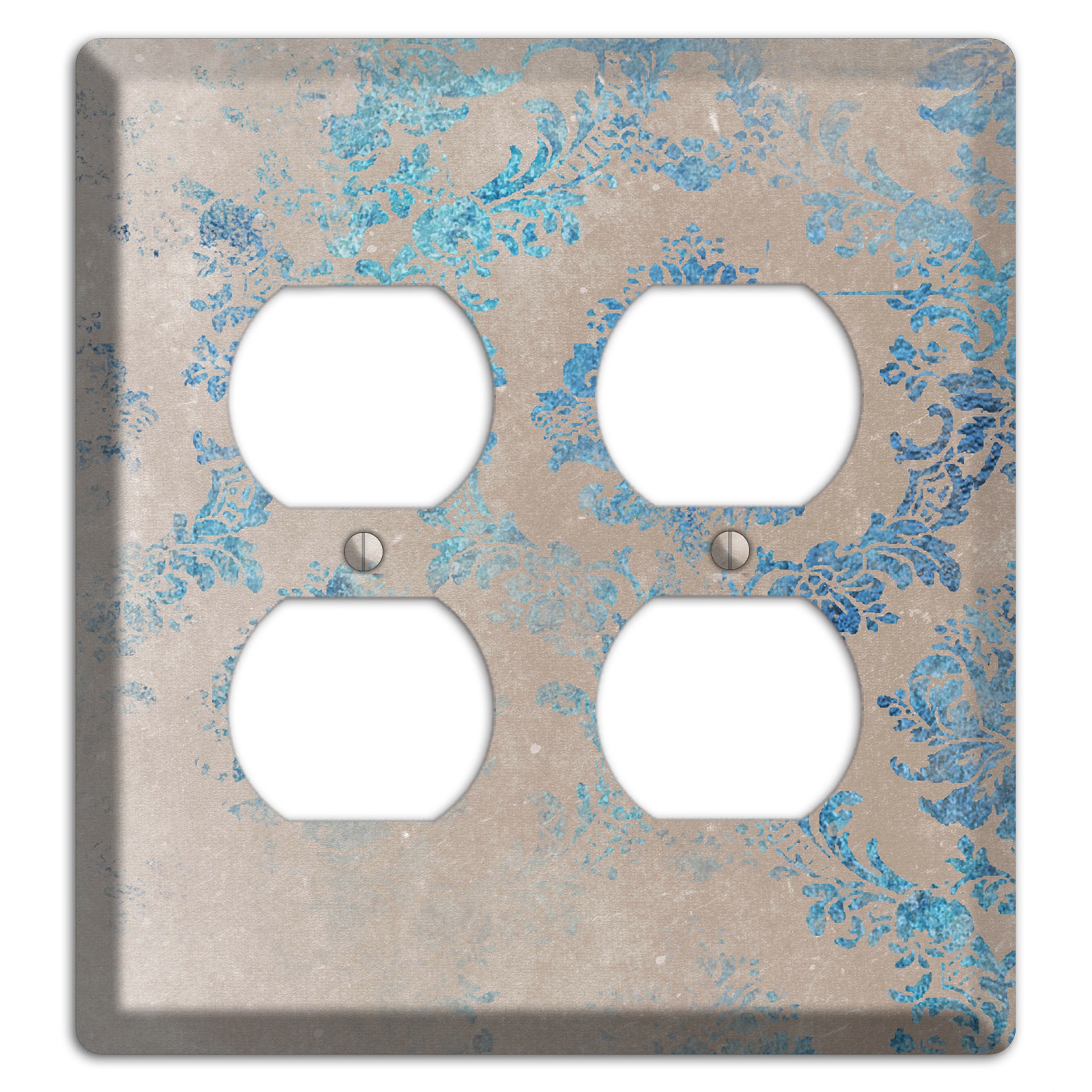Pewter Whimsical Damask 2 Duplex Wallplate