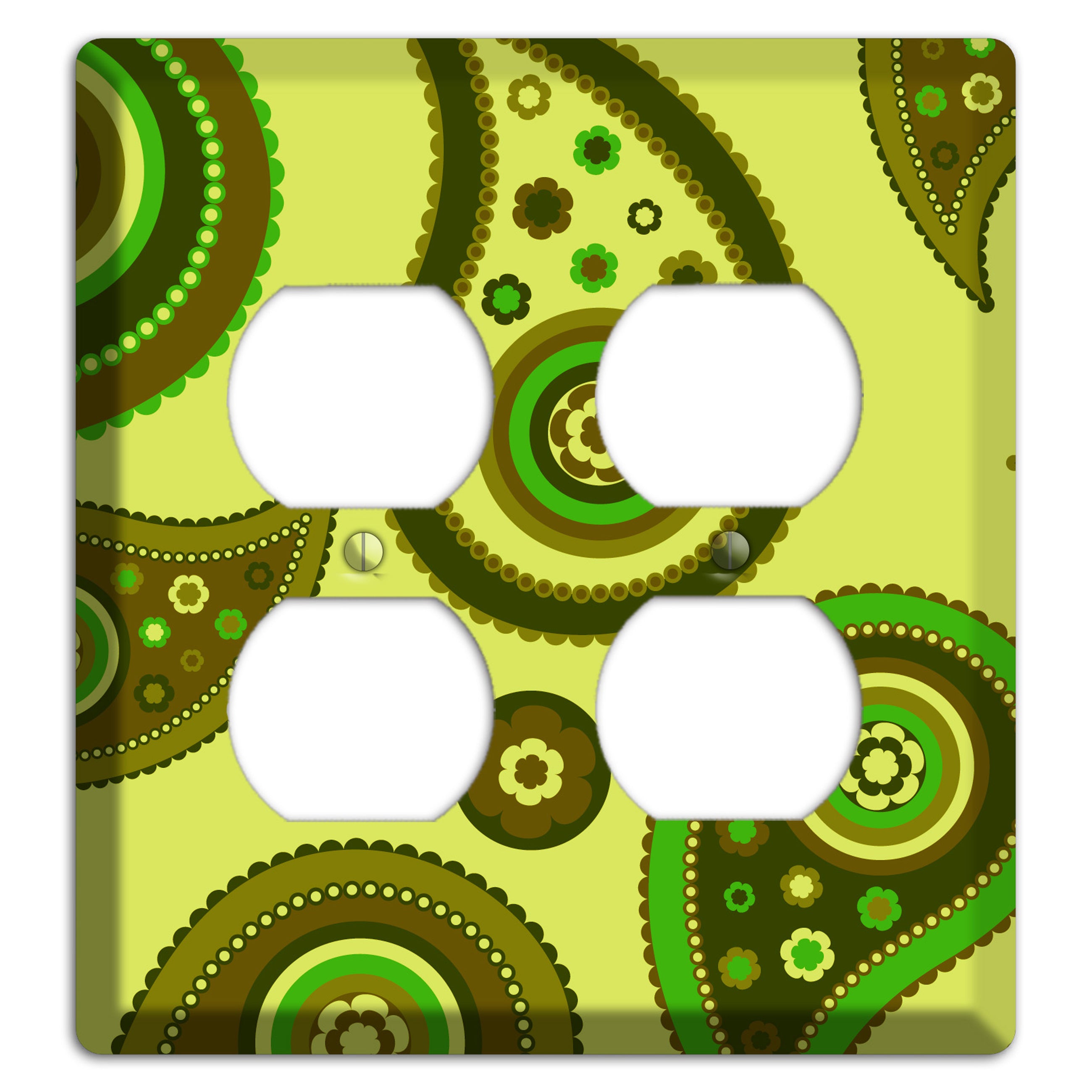 Bright Green Paisley 2 Duplex Wallplate