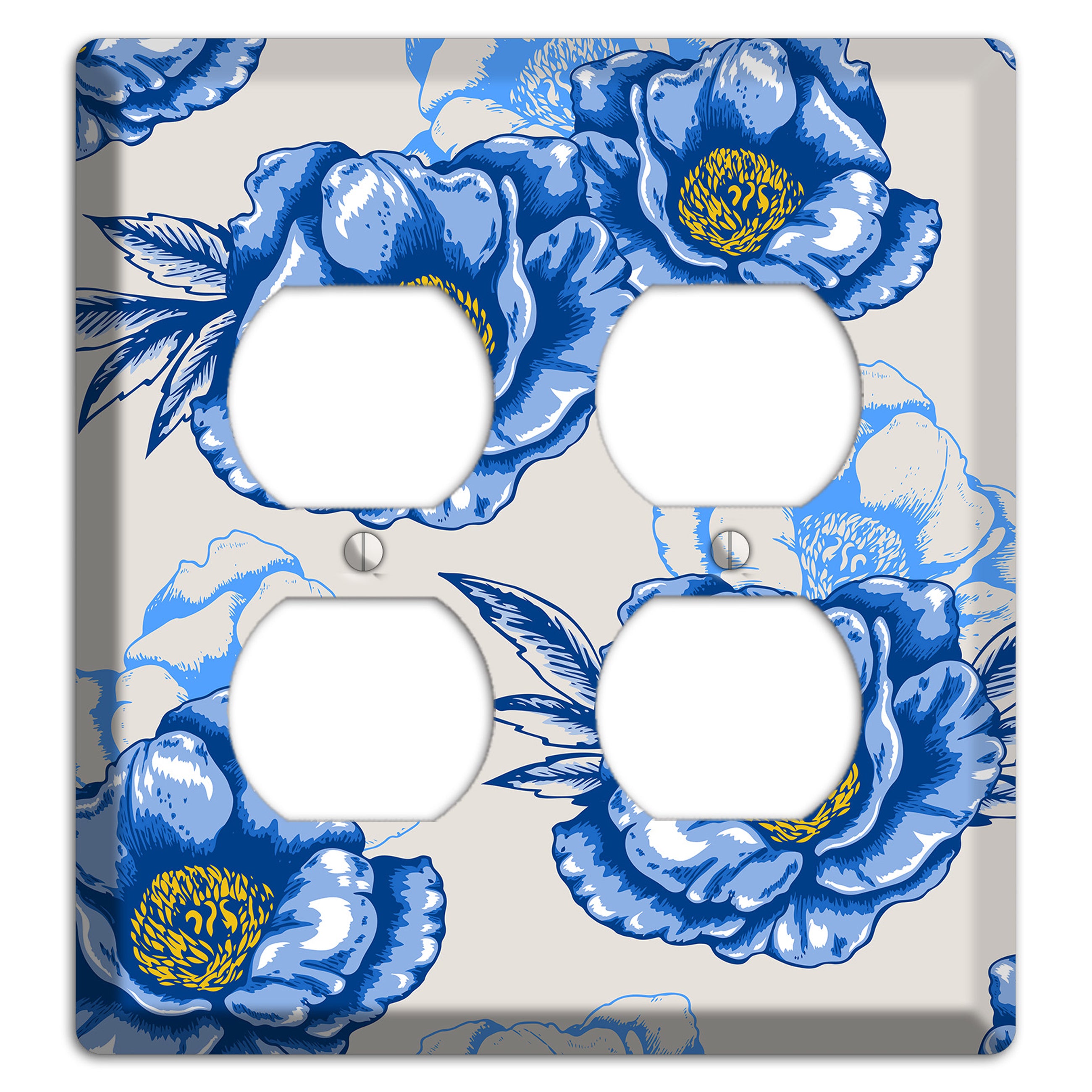 Blue Peony 2 Duplex Wallplate