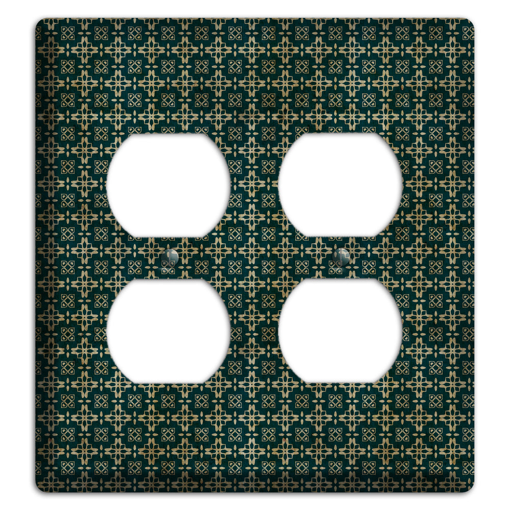 Dark Green Grunge Arabesque 2 Duplex Wallplate