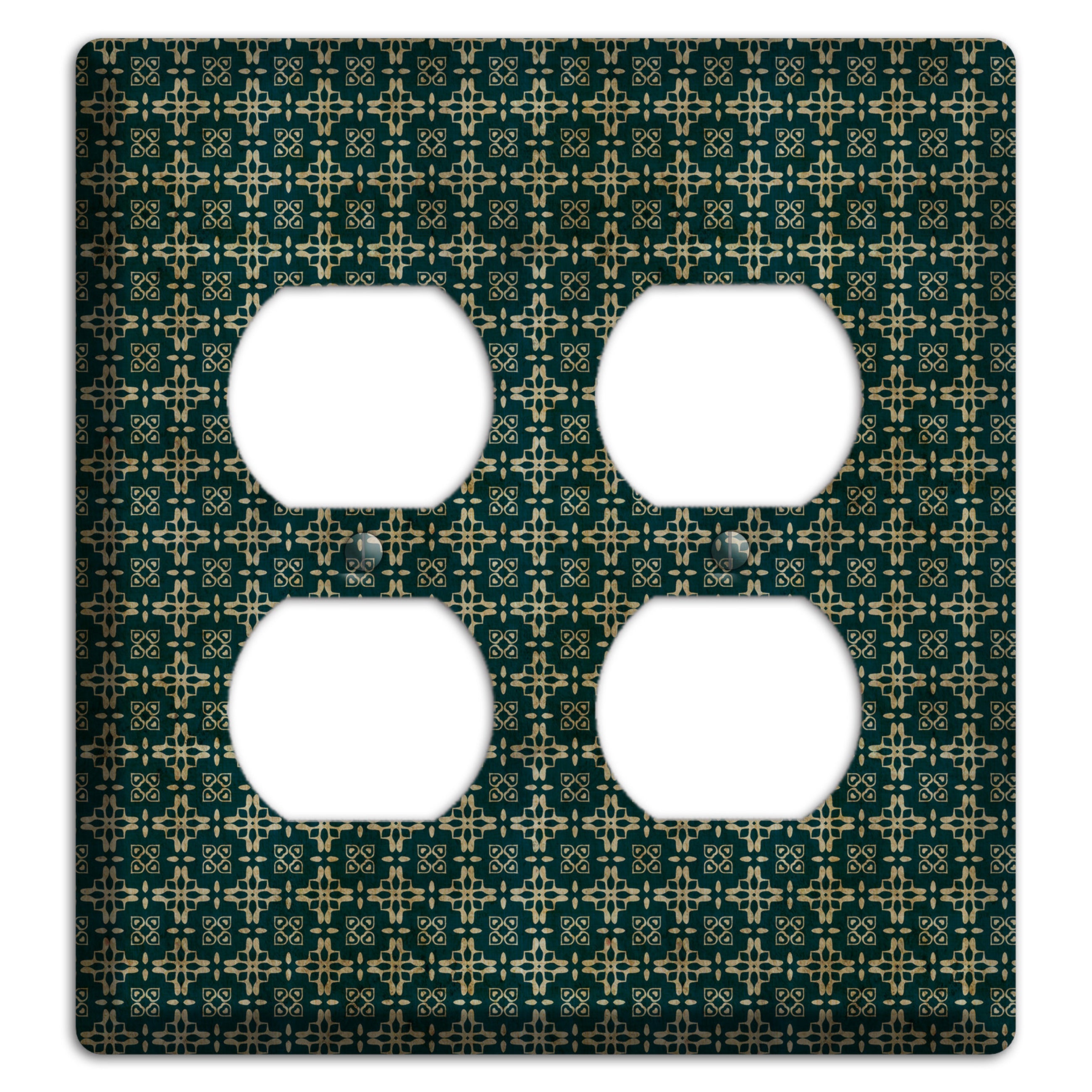 Dark Green Grunge Arabesque 2 Duplex Wallplate