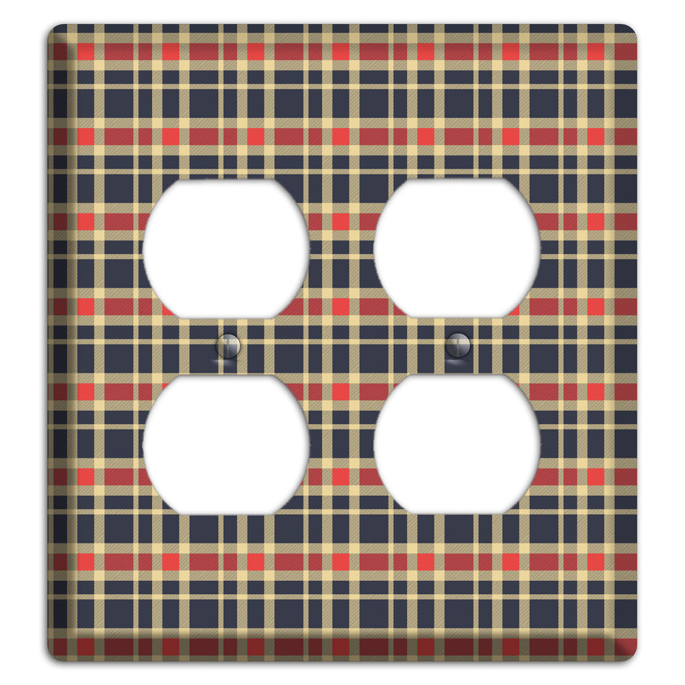 Maroon and Black Plaid 2 2 Duplex Wallplate
