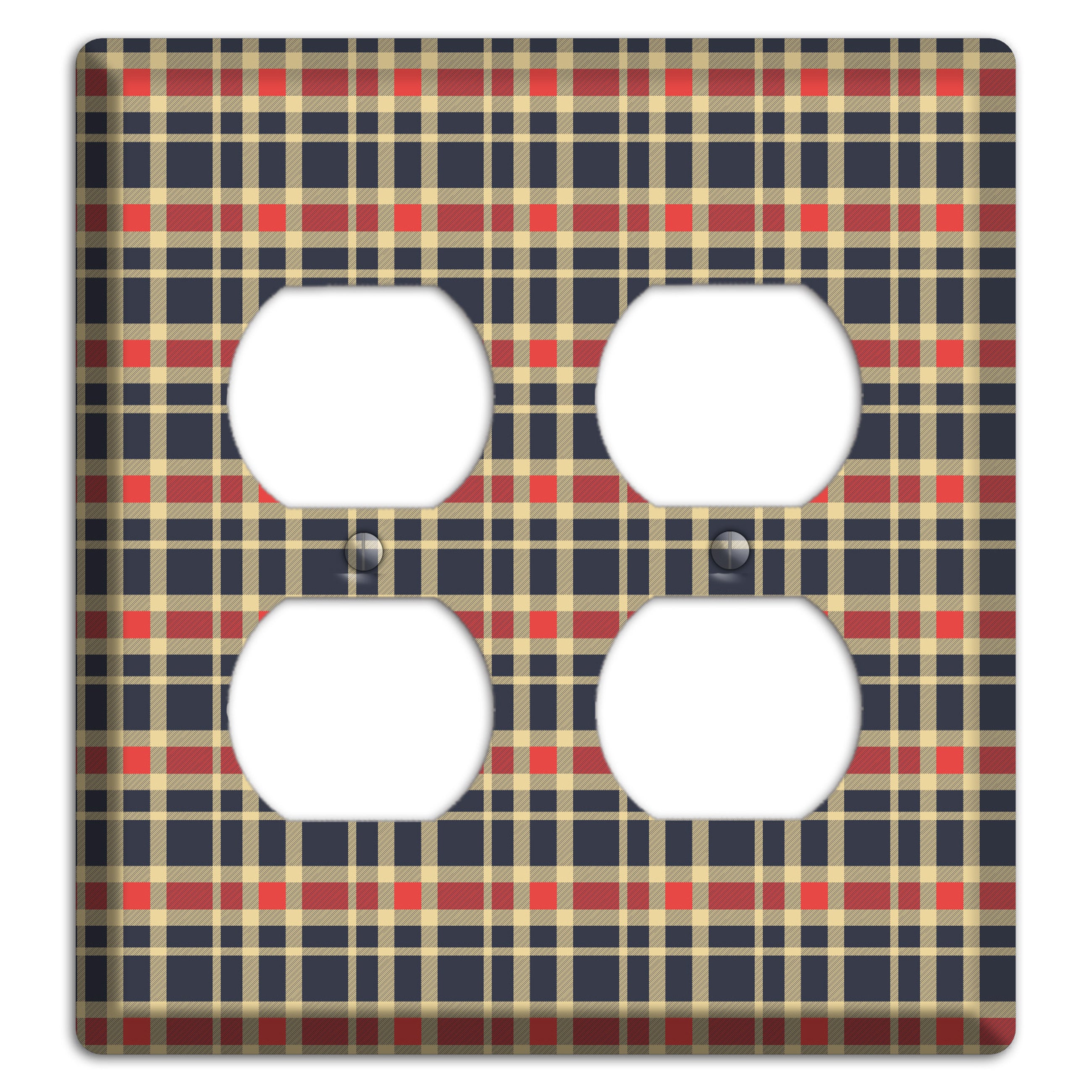 Maroon and Black Plaid 2 2 Duplex Wallplate