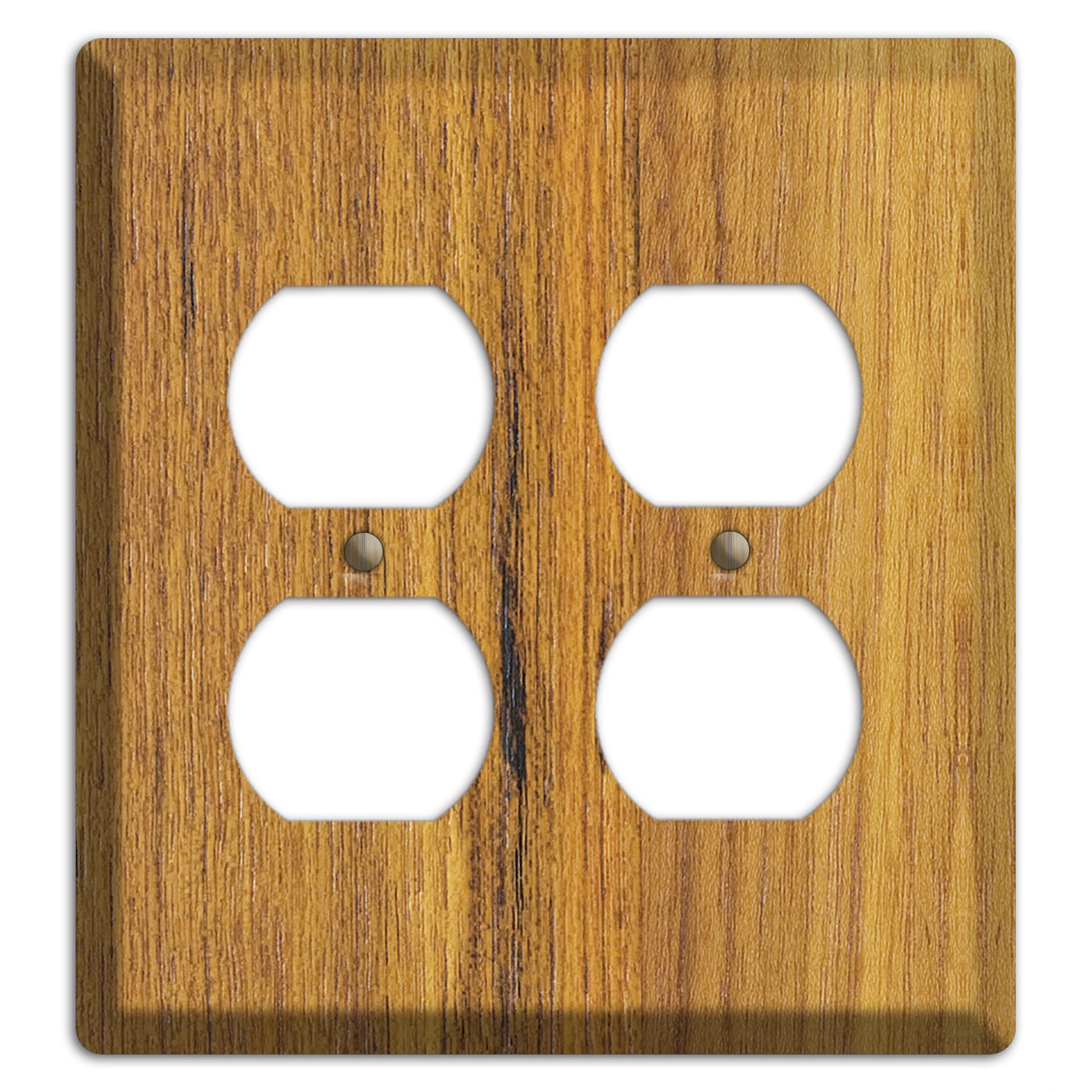 Teak Wood 2 Duplex Outlet Cover Plate