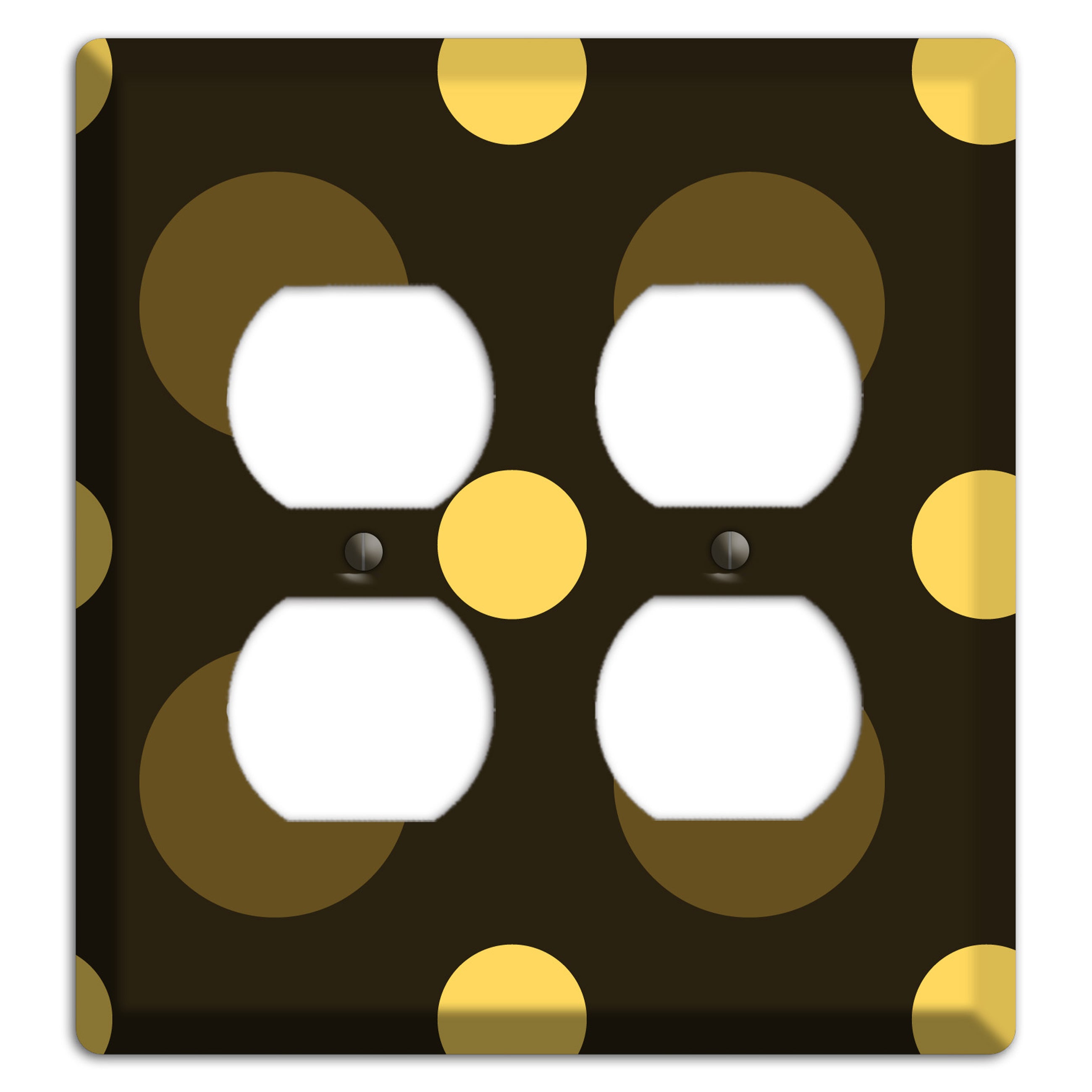 Brown with Brown and Yellow Multi Medium Polka Dots 2 Duplex Wallplate