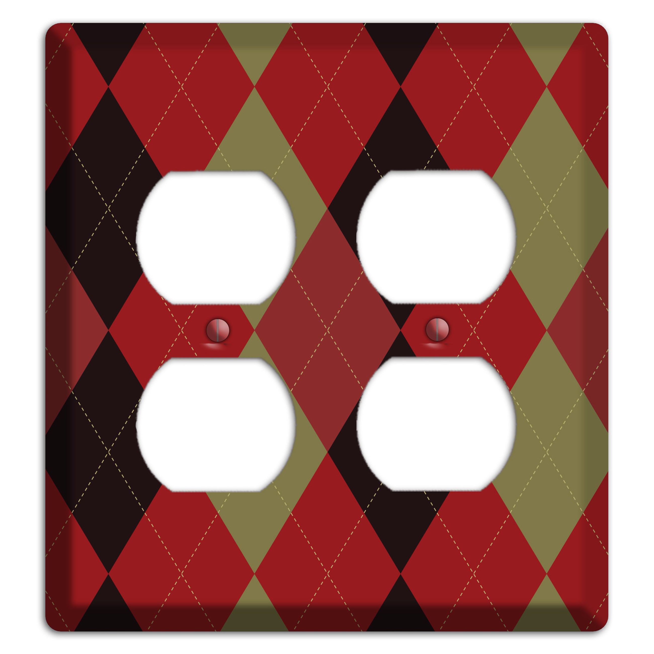Red Olive Black Argyle 2 Duplex Wallplate