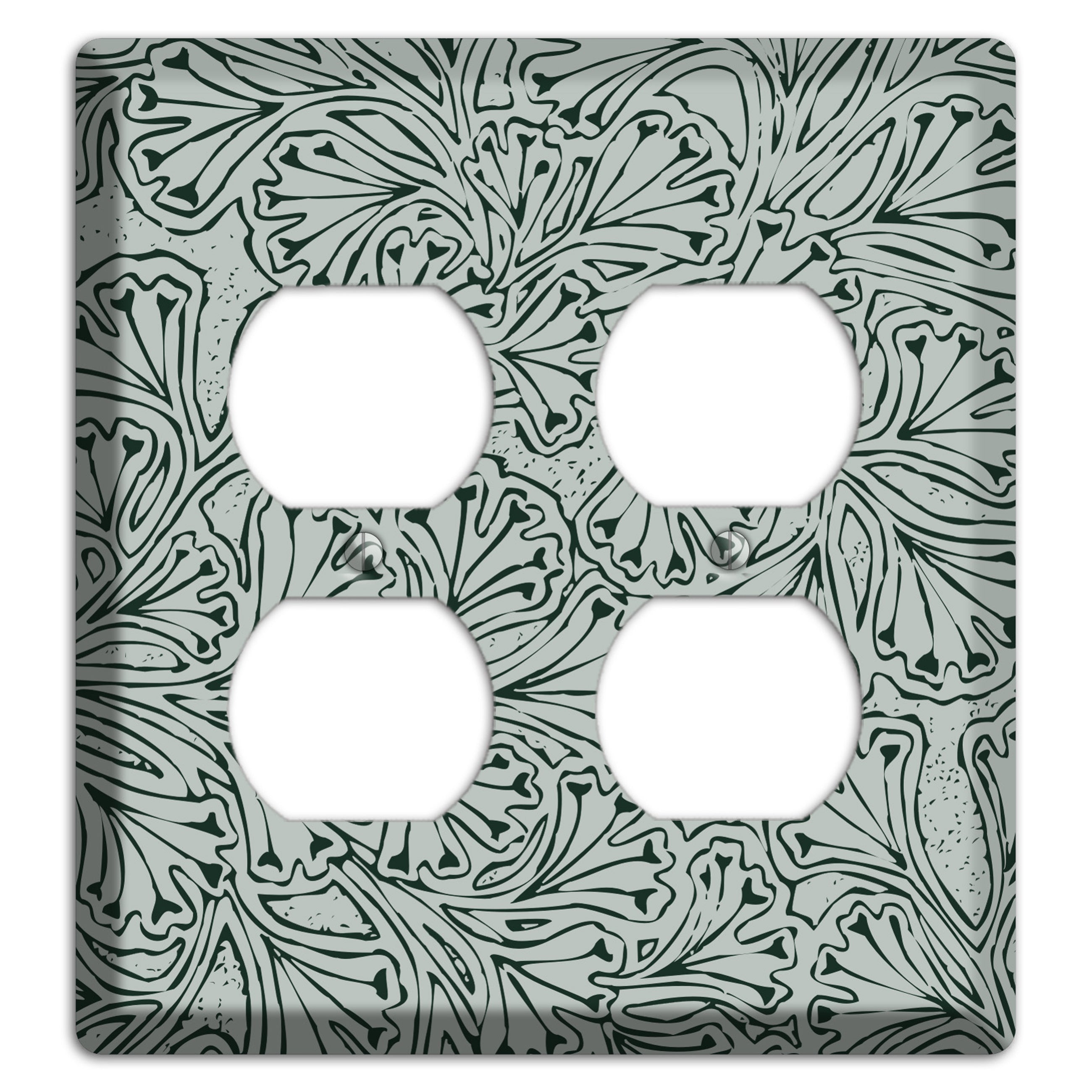 Deco Grey Interlocking Floral 2 Duplex Wallplate