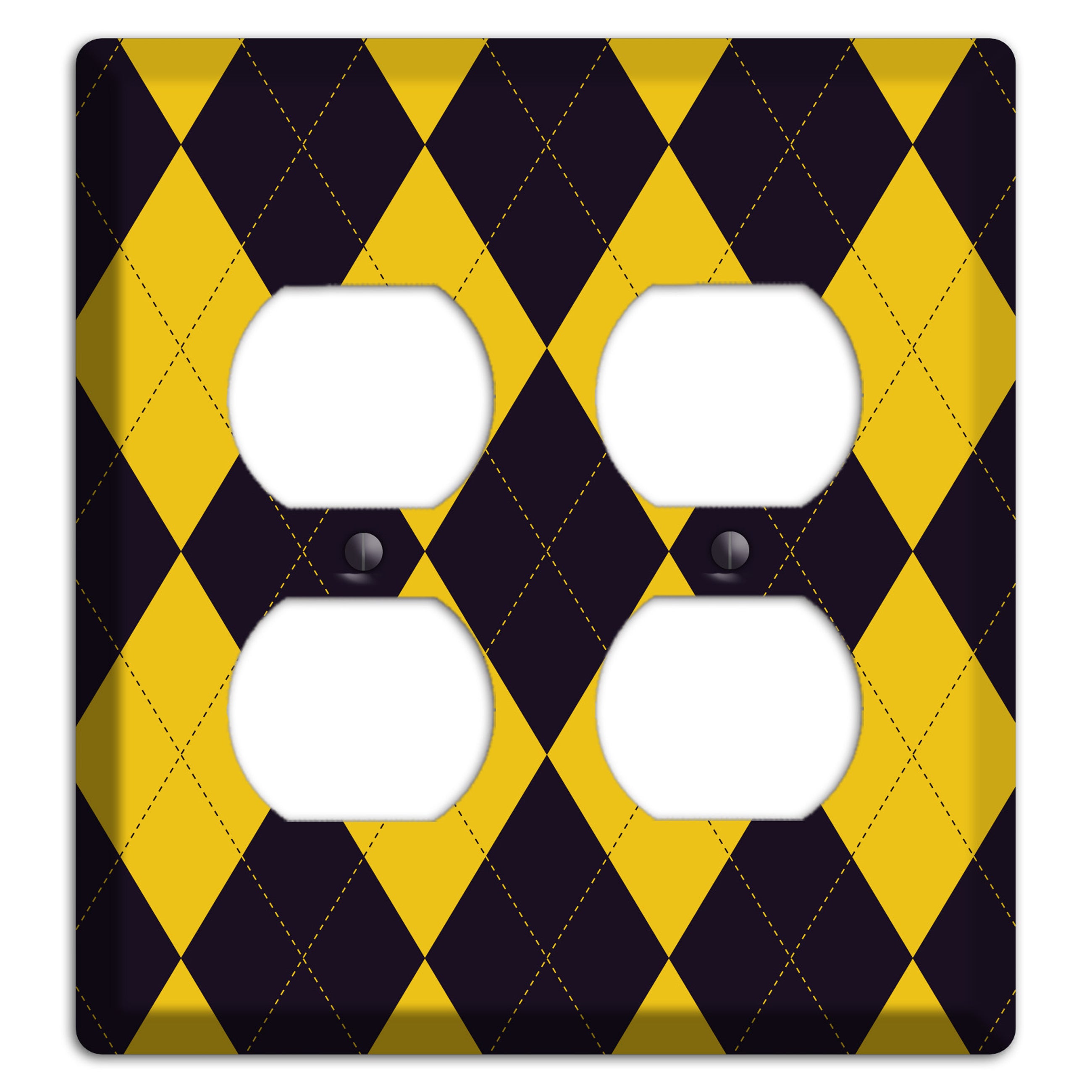 Yellow and Dark Purple Argyle 2 Duplex Wallplate