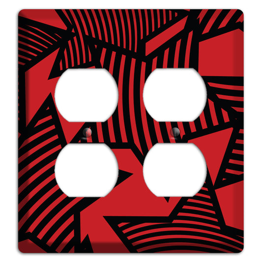 Red with Large Black Stars 2 Duplex Wallplate