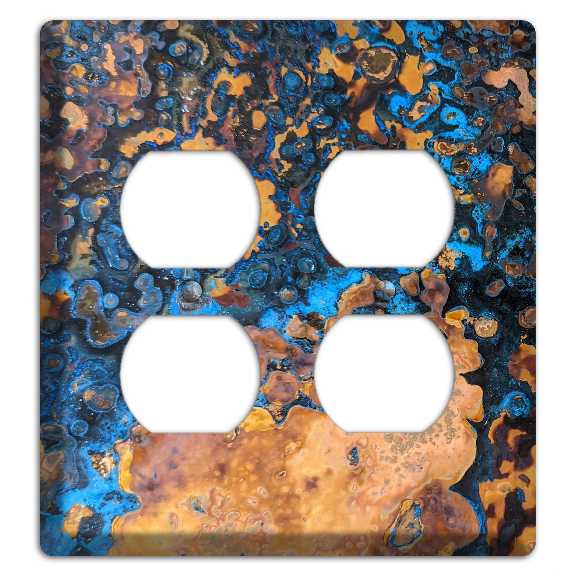 Solid Copper Turquoise 2 Duplex Outlet Cover Plate