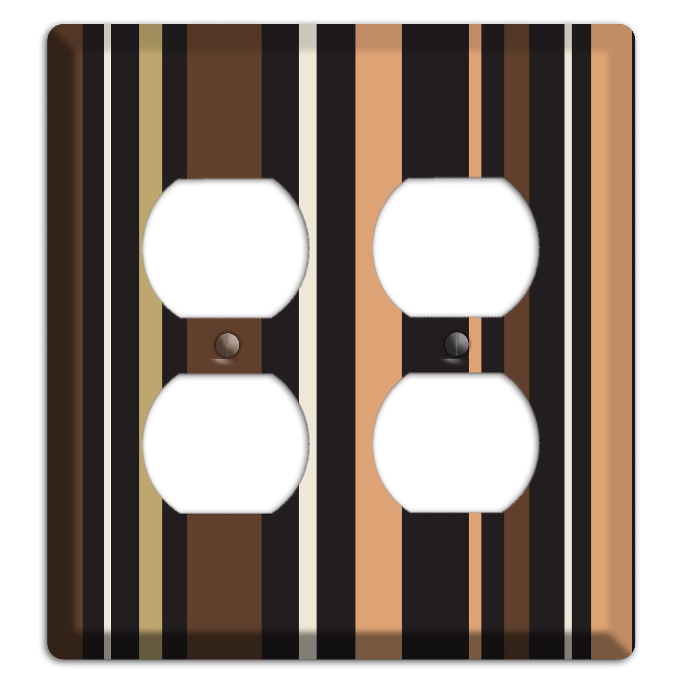 Multi Brown and Coral Vertical Stripe 2 Duplex Wallplate